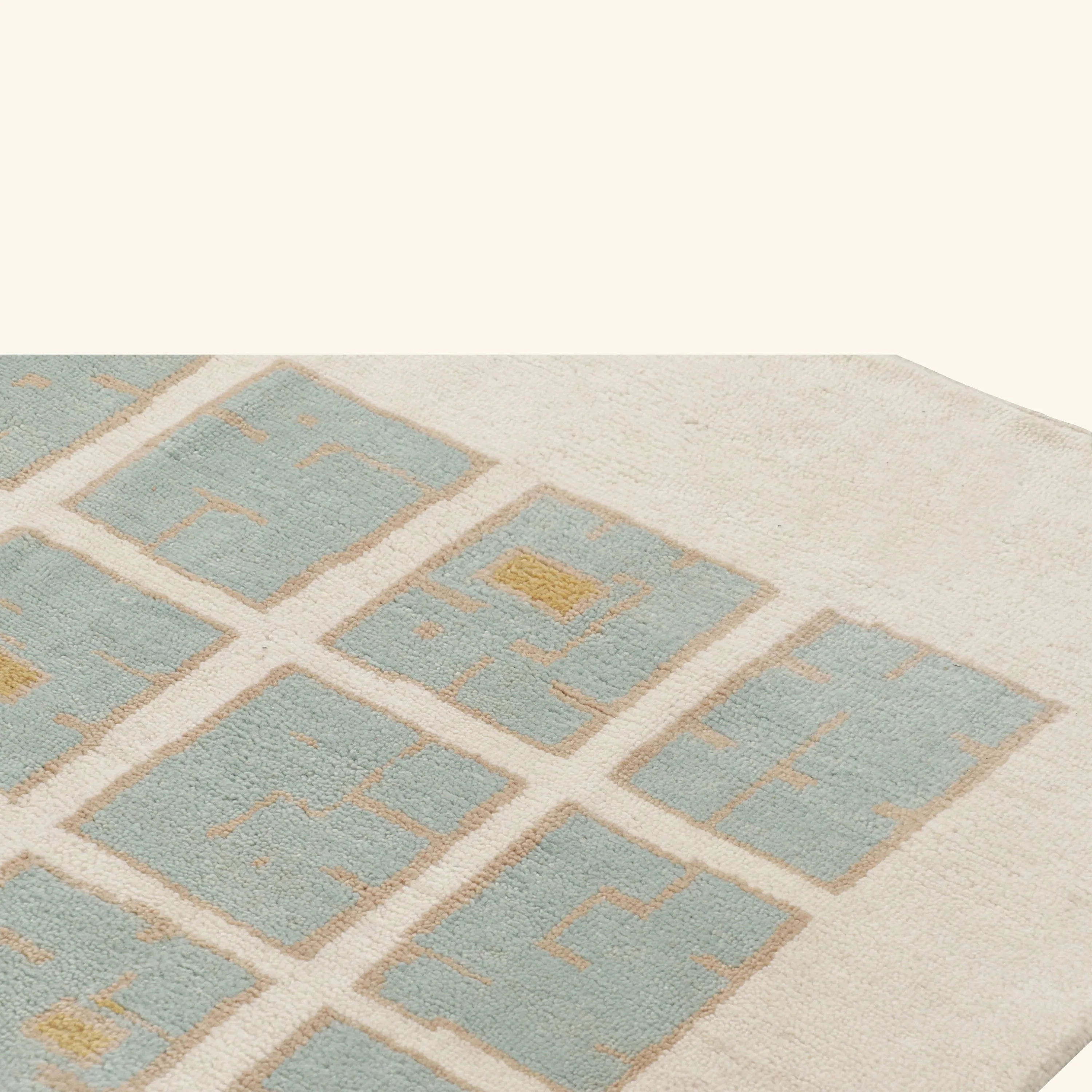 Blue & Cream Contemporary Scandinavian Wool Rug - 6'1" x 8'11" - Image 6