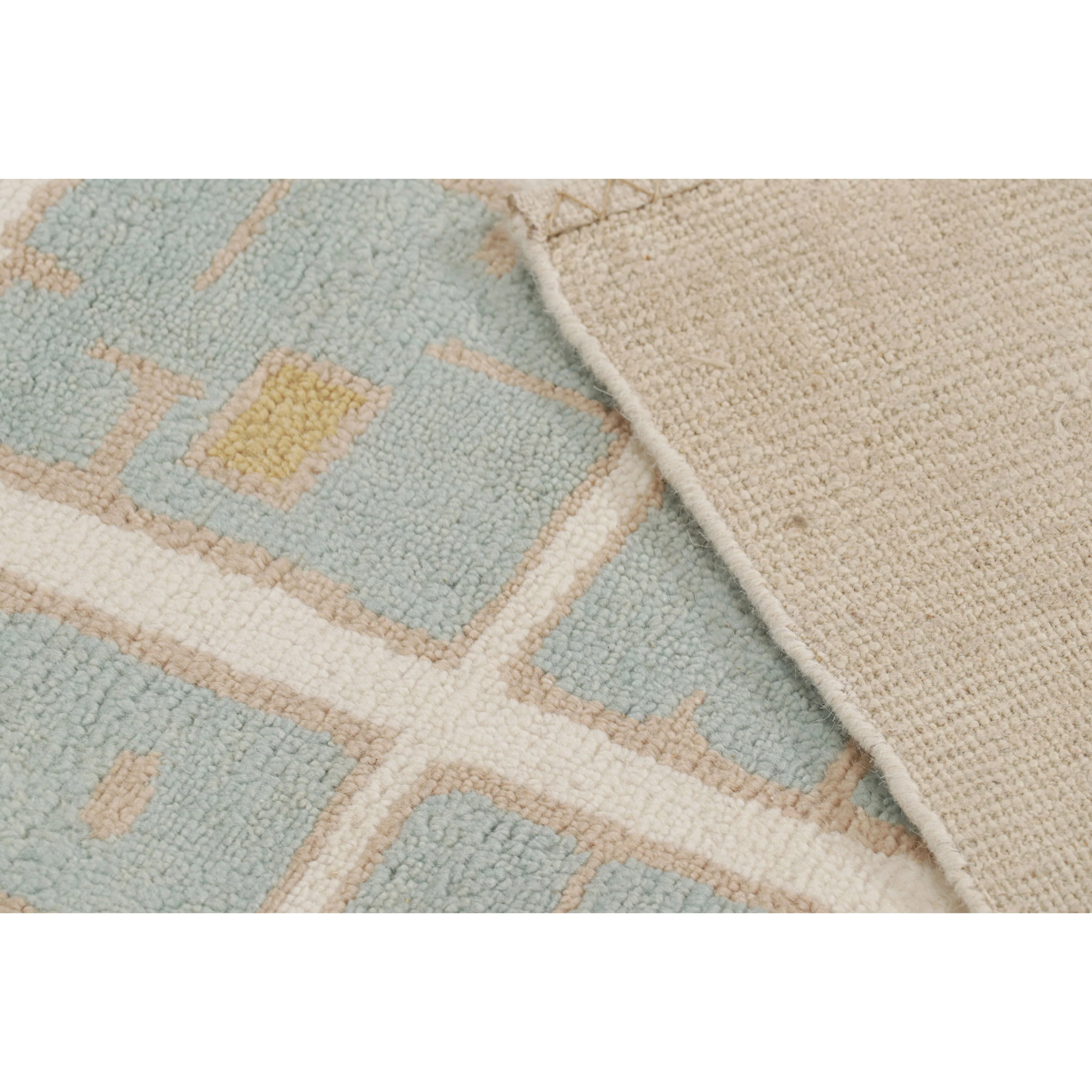 Blue & Cream Contemporary Scandinavian Wool Rug - 6'1" x 8'11" - Image 7