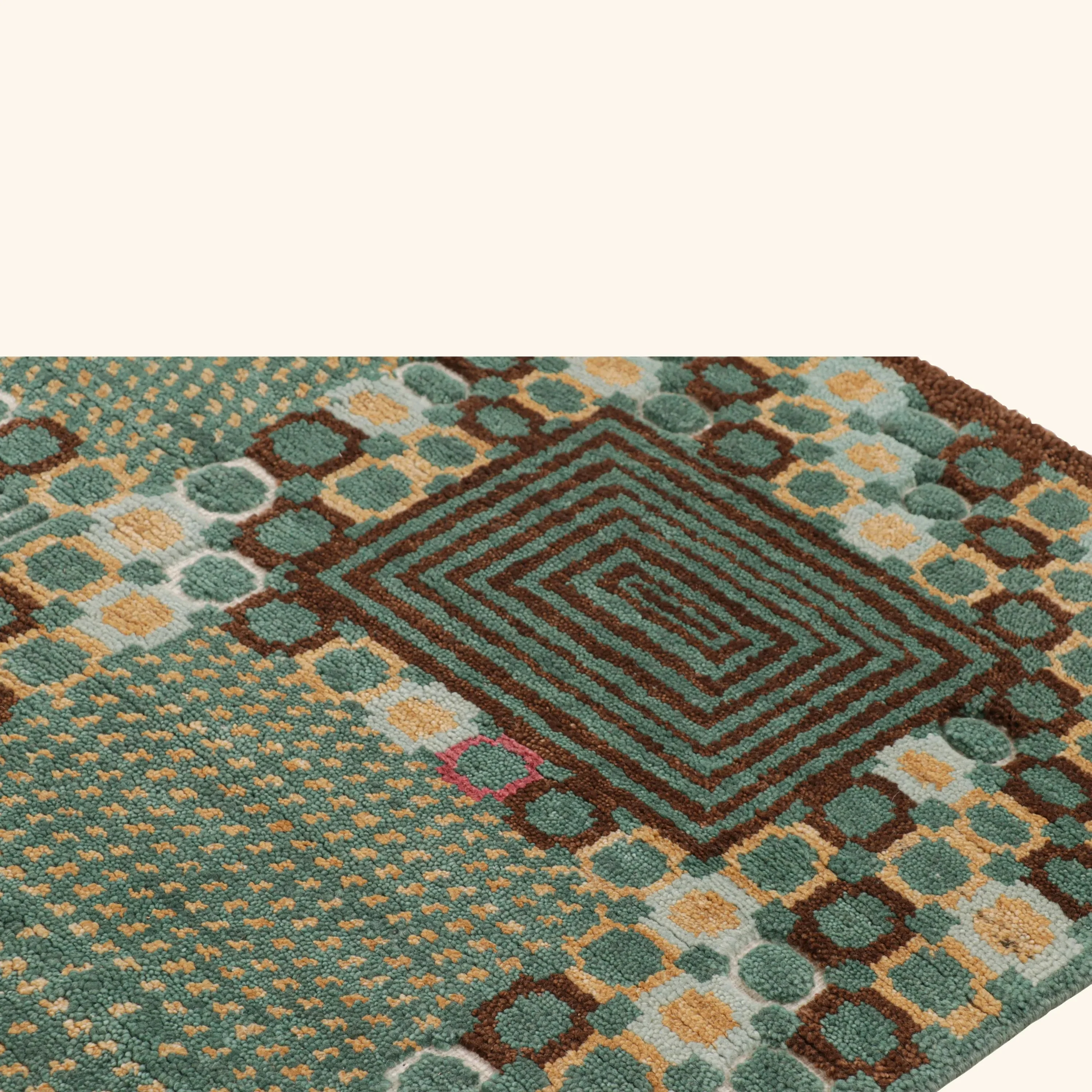 Green Contemporary Scandinavian Wool Silk Blend Rug - 6' x 8'11" - Image 7