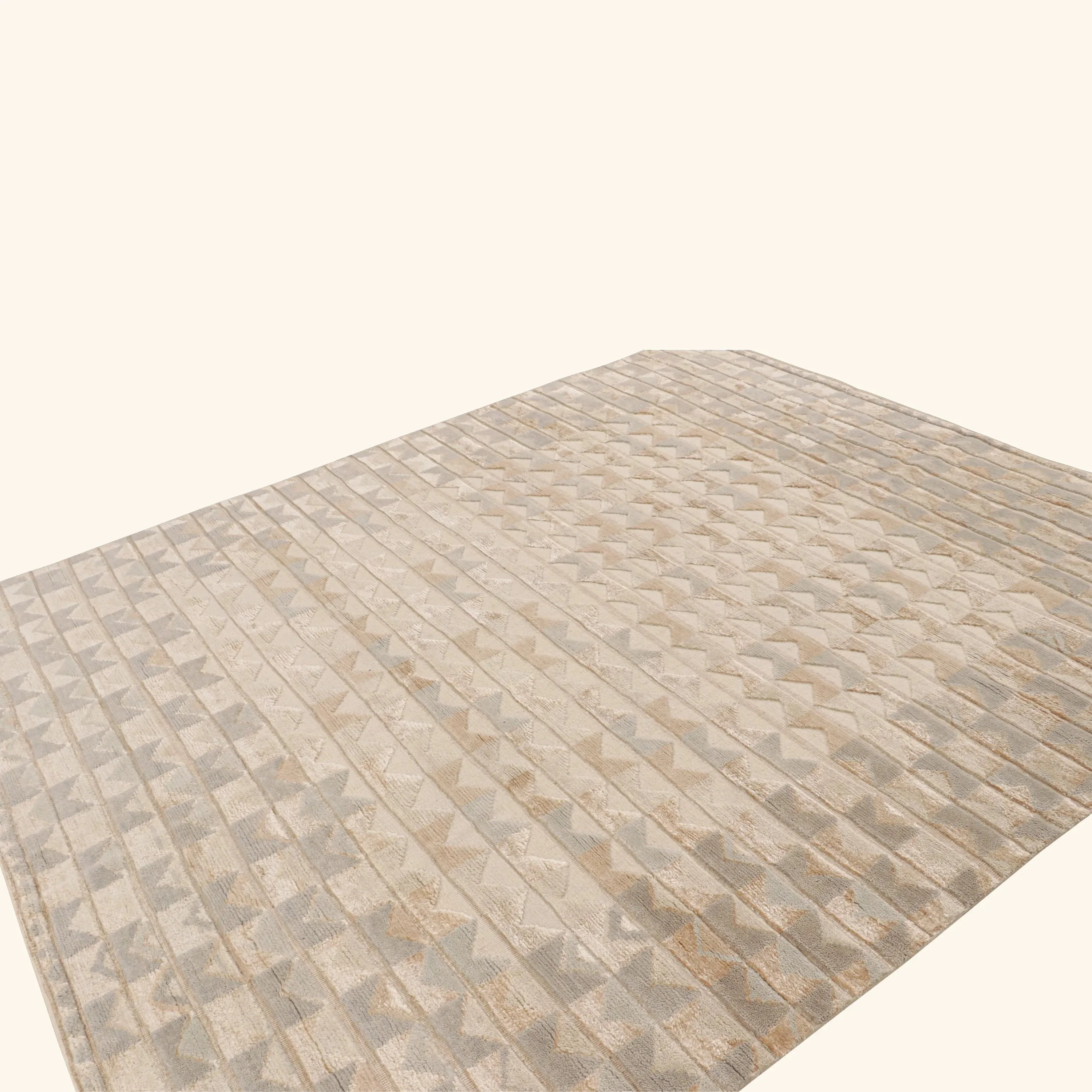Silver Contemporary Art Deco Wool Silk Blend Rug - 8' x 9'8" - Image 4