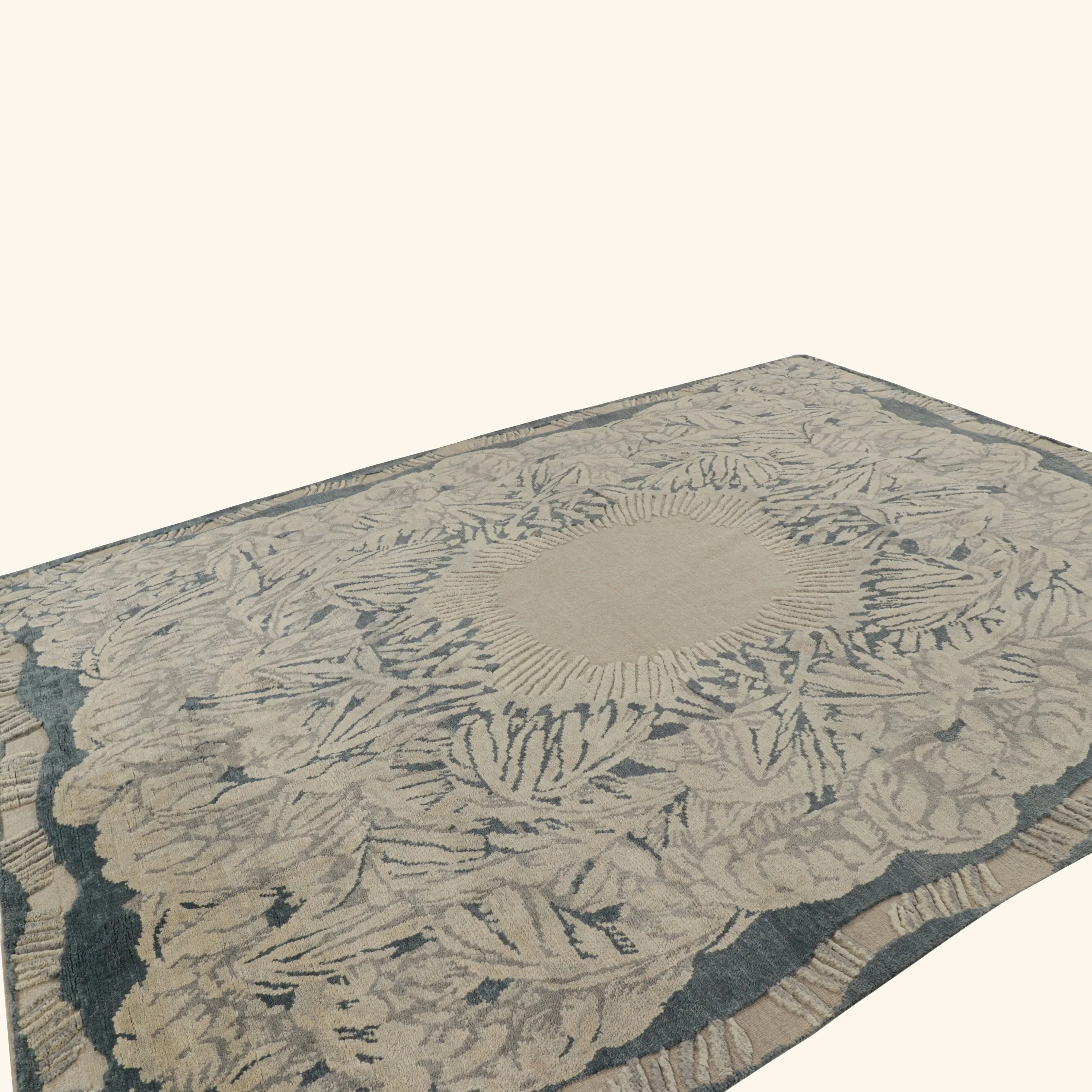 Grey & Blue Contemporary Art Deco Wool Rug - 8'11" x 12' - Image 4