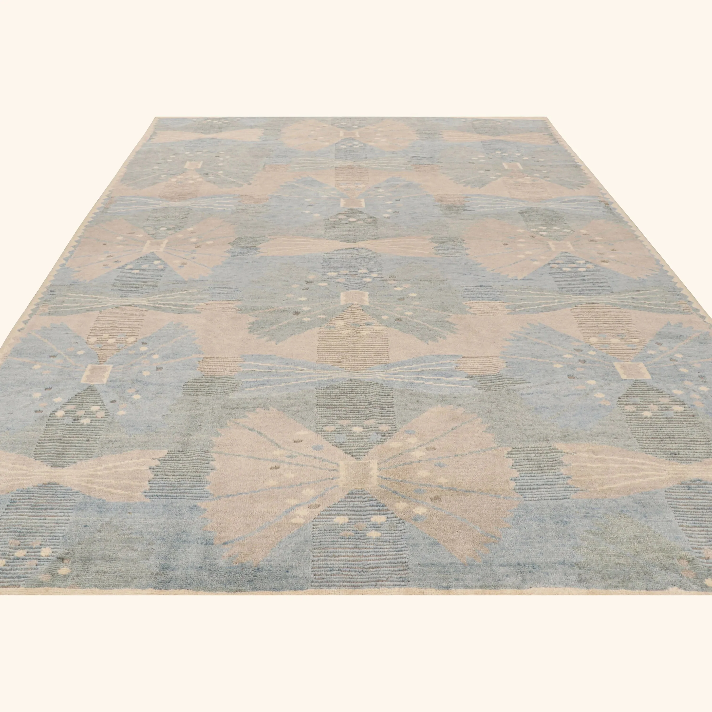 Blue & Brown Contemporary Scandinavian Wool Cotton Blend Rug - 9'4" x 11'11" - Image 5
