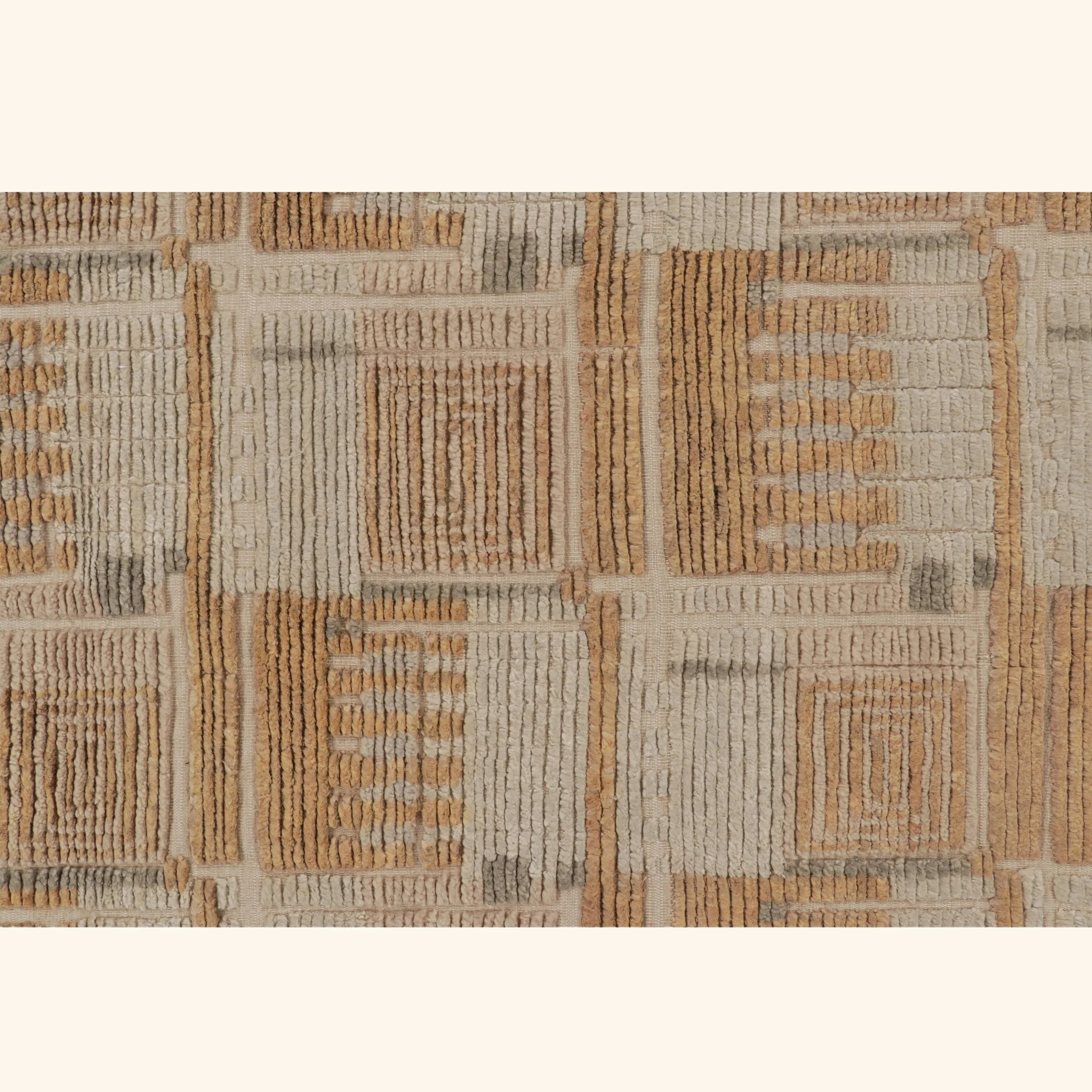 Brown Contemporary Scandinavian Wool Silk Jute Blend Rug - 8'11" x 11'9" - Image 4