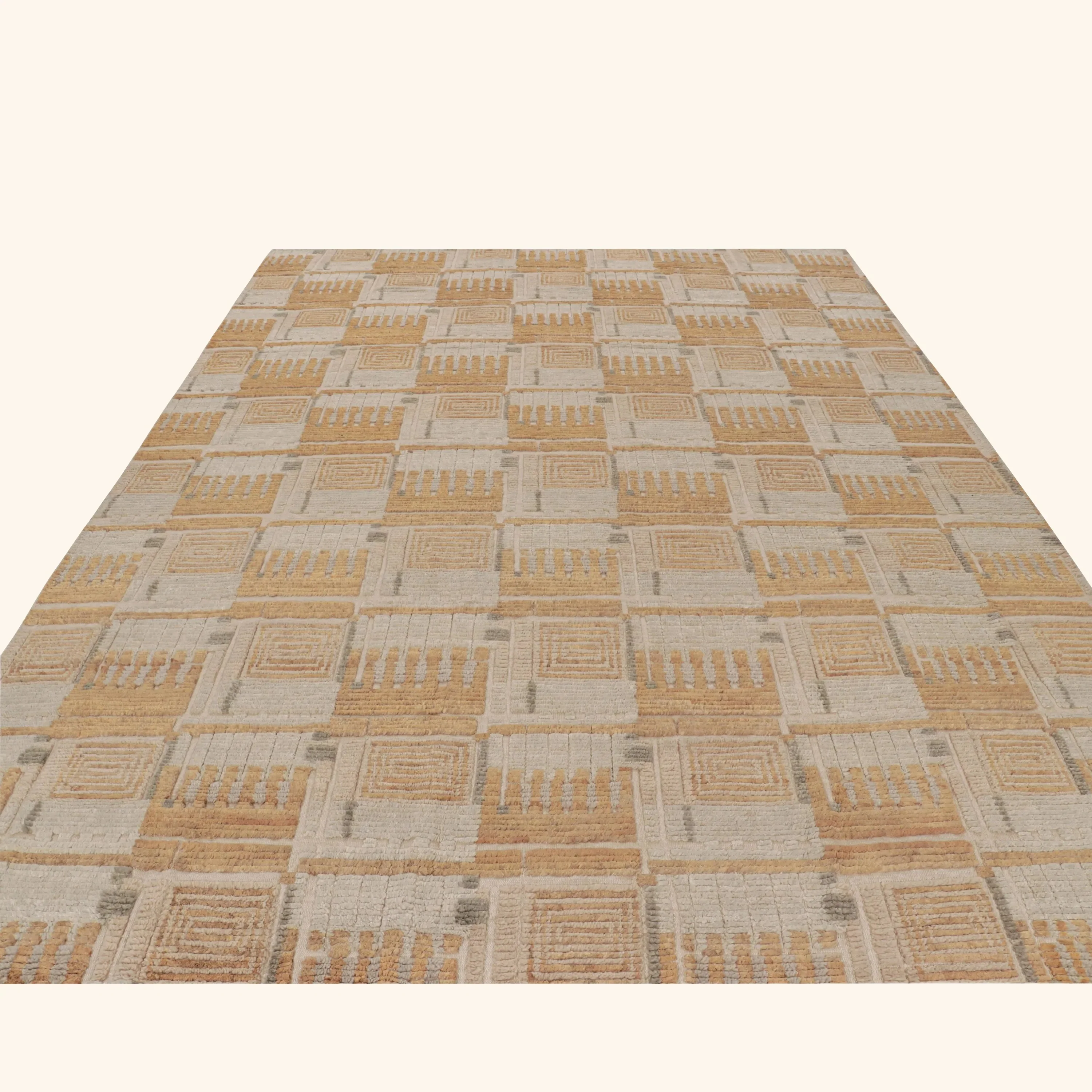 Brown Contemporary Scandinavian Wool Silk Jute Blend Rug - 8'11" x 11'9" - Image 6