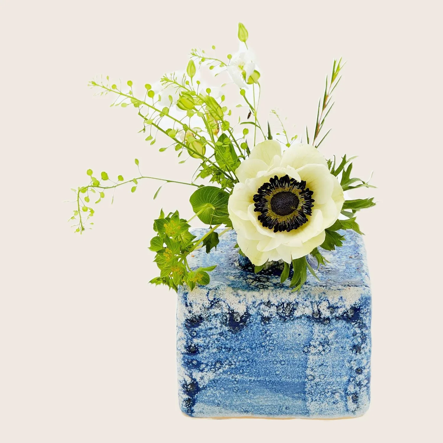 Ash Cloud Small Square Vase, Deep Blue - Image 3