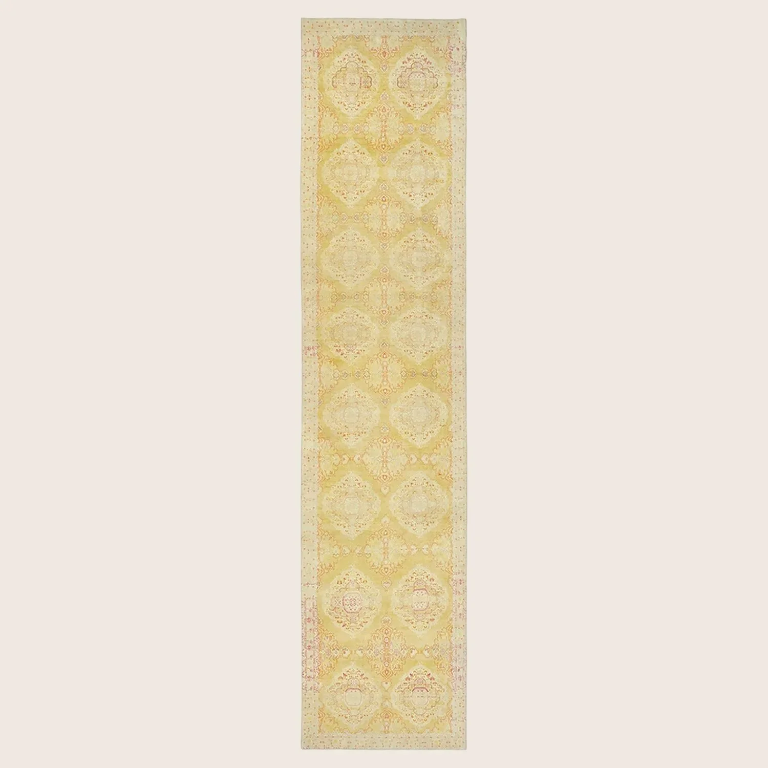 Yellow Traditional Wool Rug - 6'3" x 27'3"