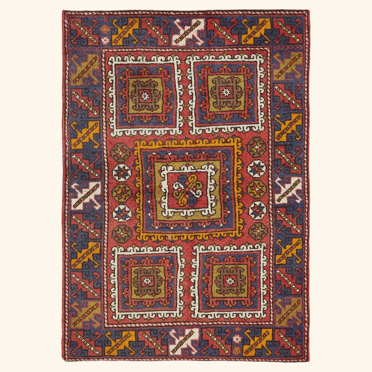 Multi Vintage Traditional Wool Rug - 4'3' x 6'