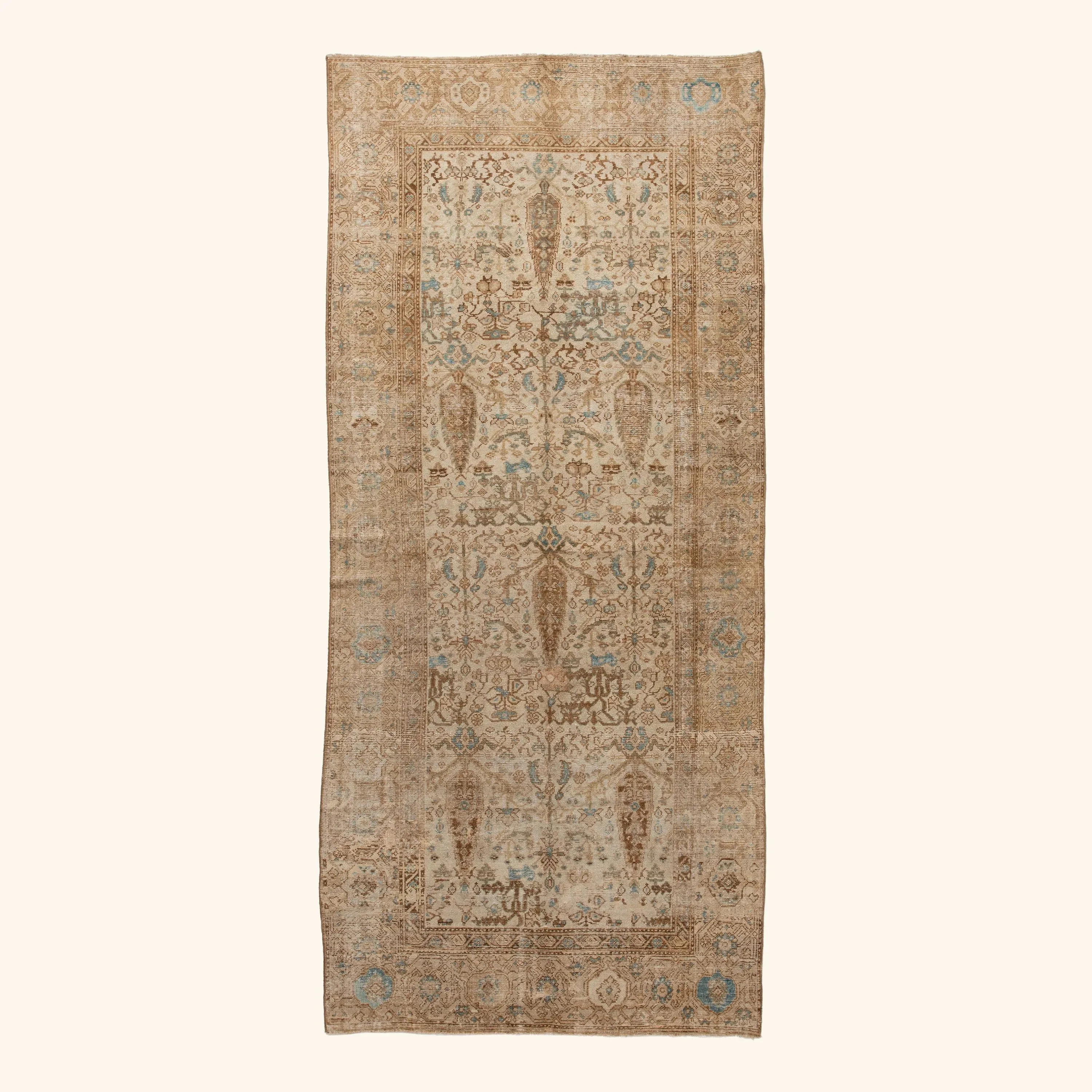 Beige Vintage Traditional Wool Runner - 4'9" x 10'1"