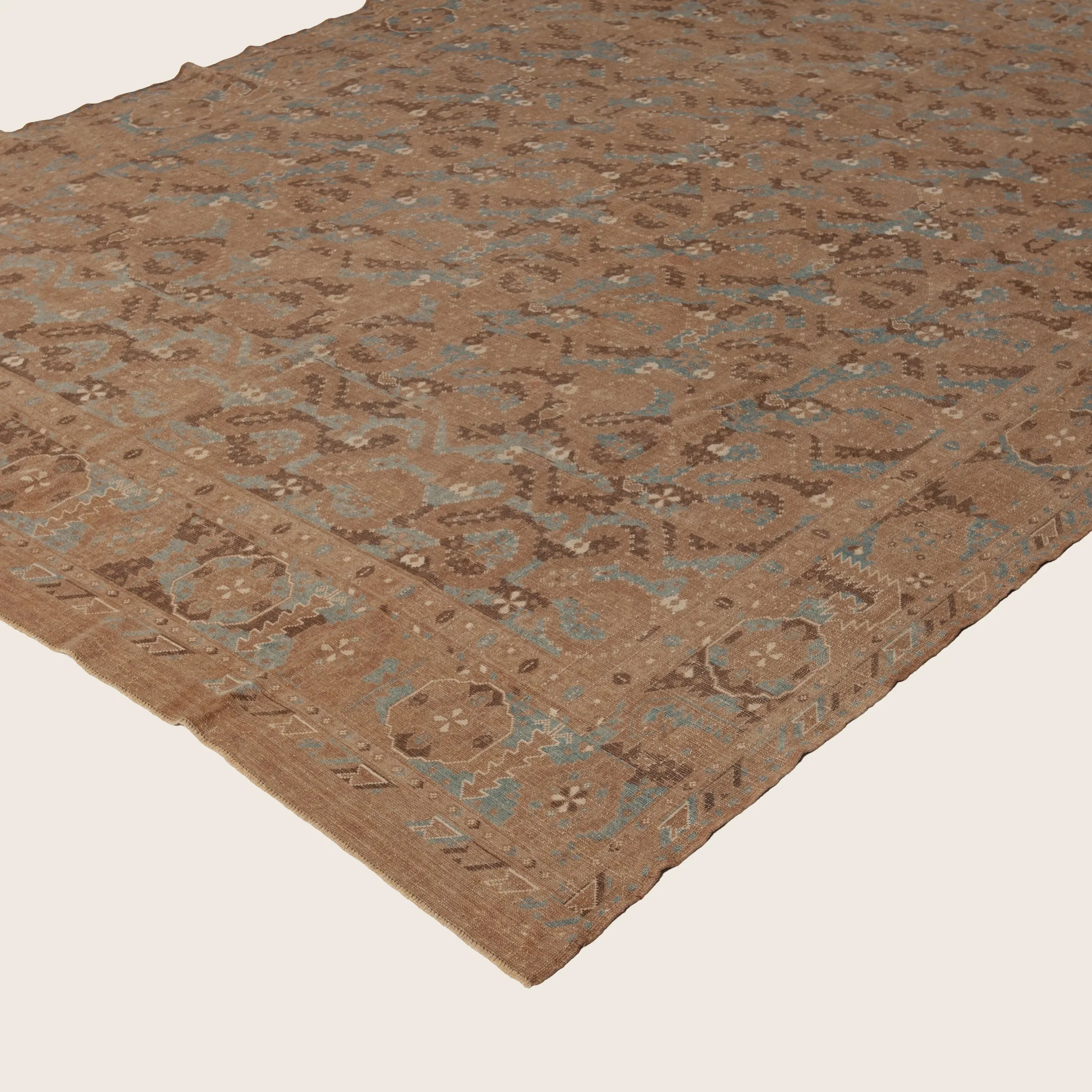 Beige Vintage Traditional Wool Rug - 7' x 9'6" - Image 3