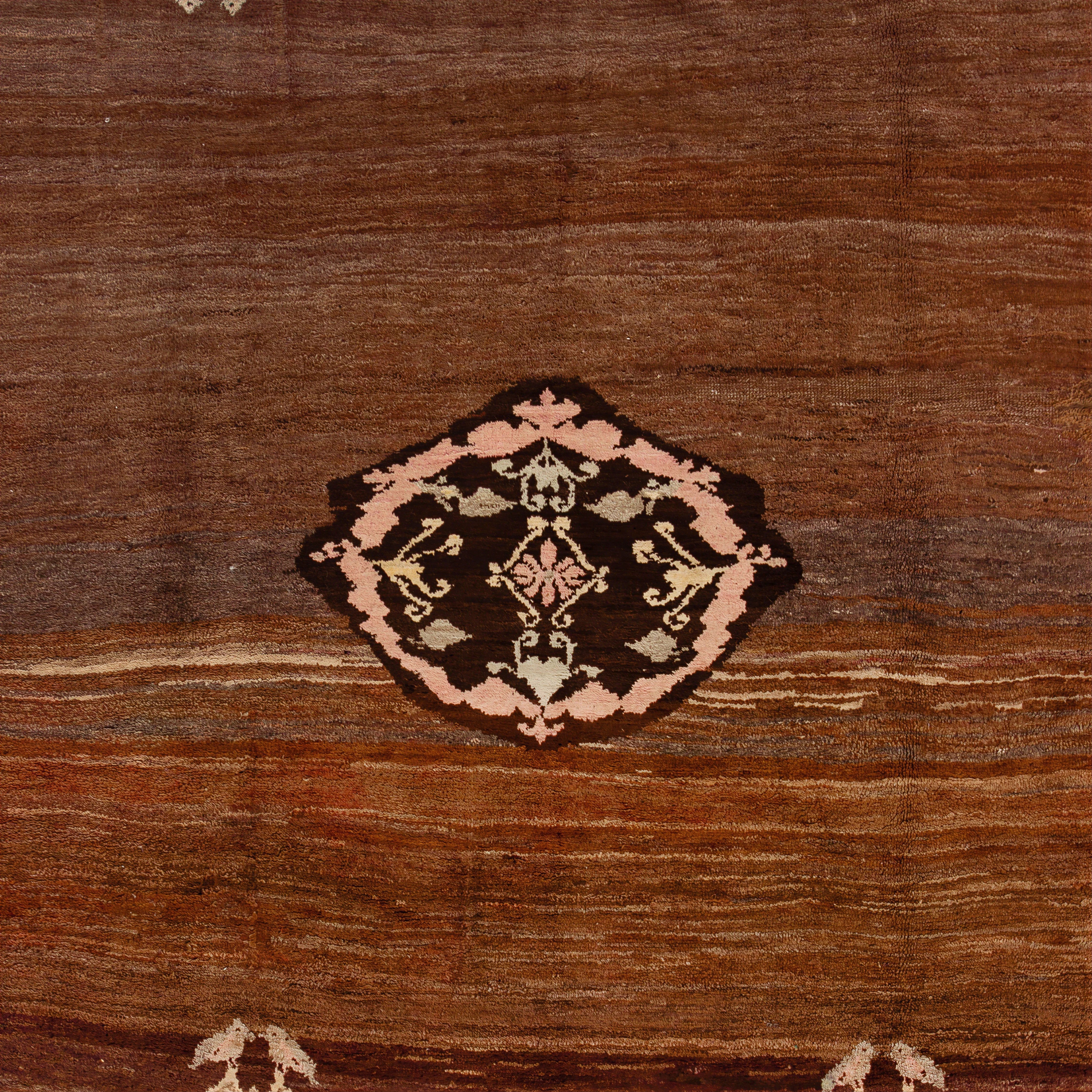 Brown Vintage Traditional Wool Rug - 7'1" x 11'2" - Image 2