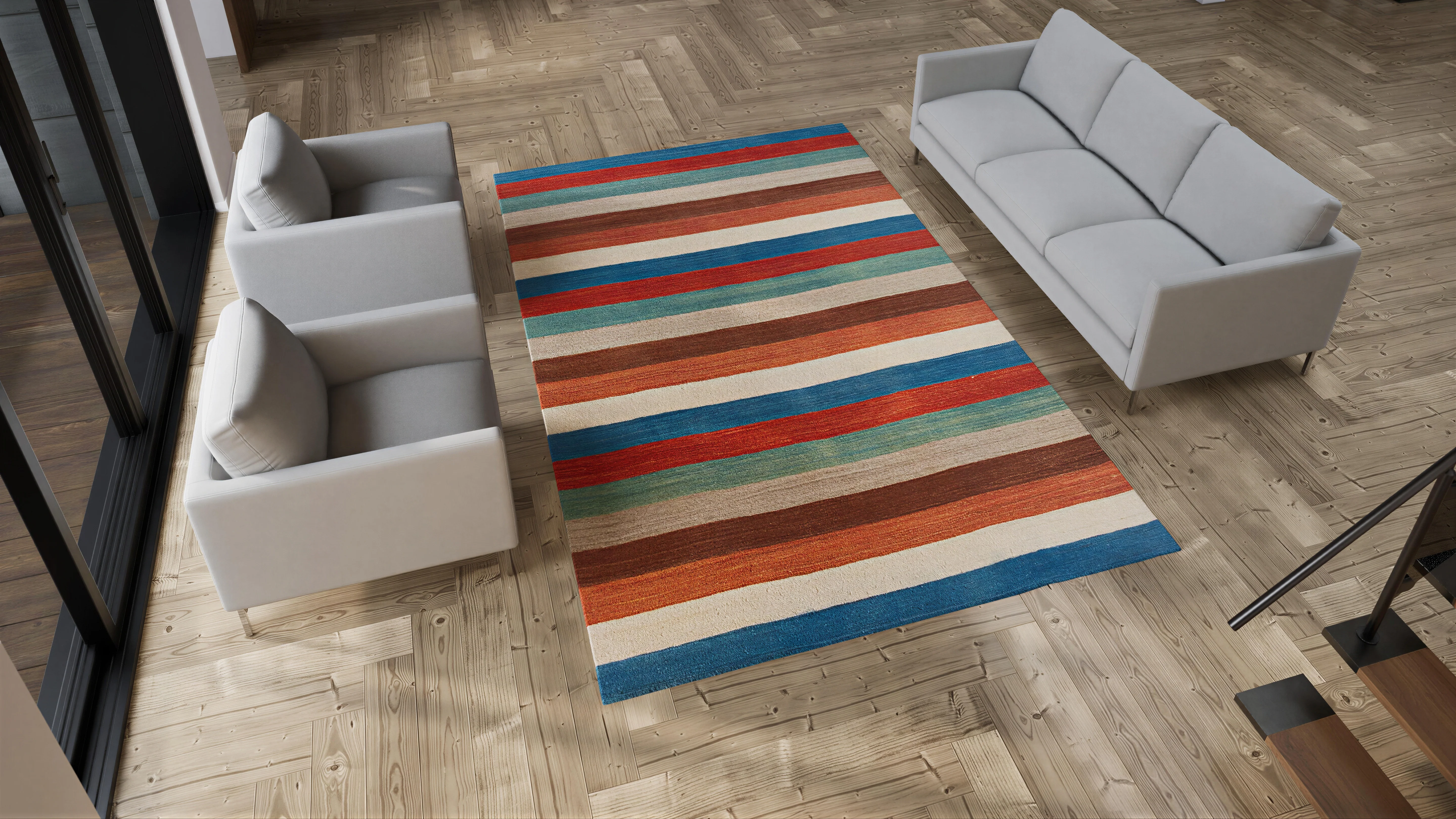 Multicolored Traditional Wool Rug - 7'4" x 11'7" - Image 6