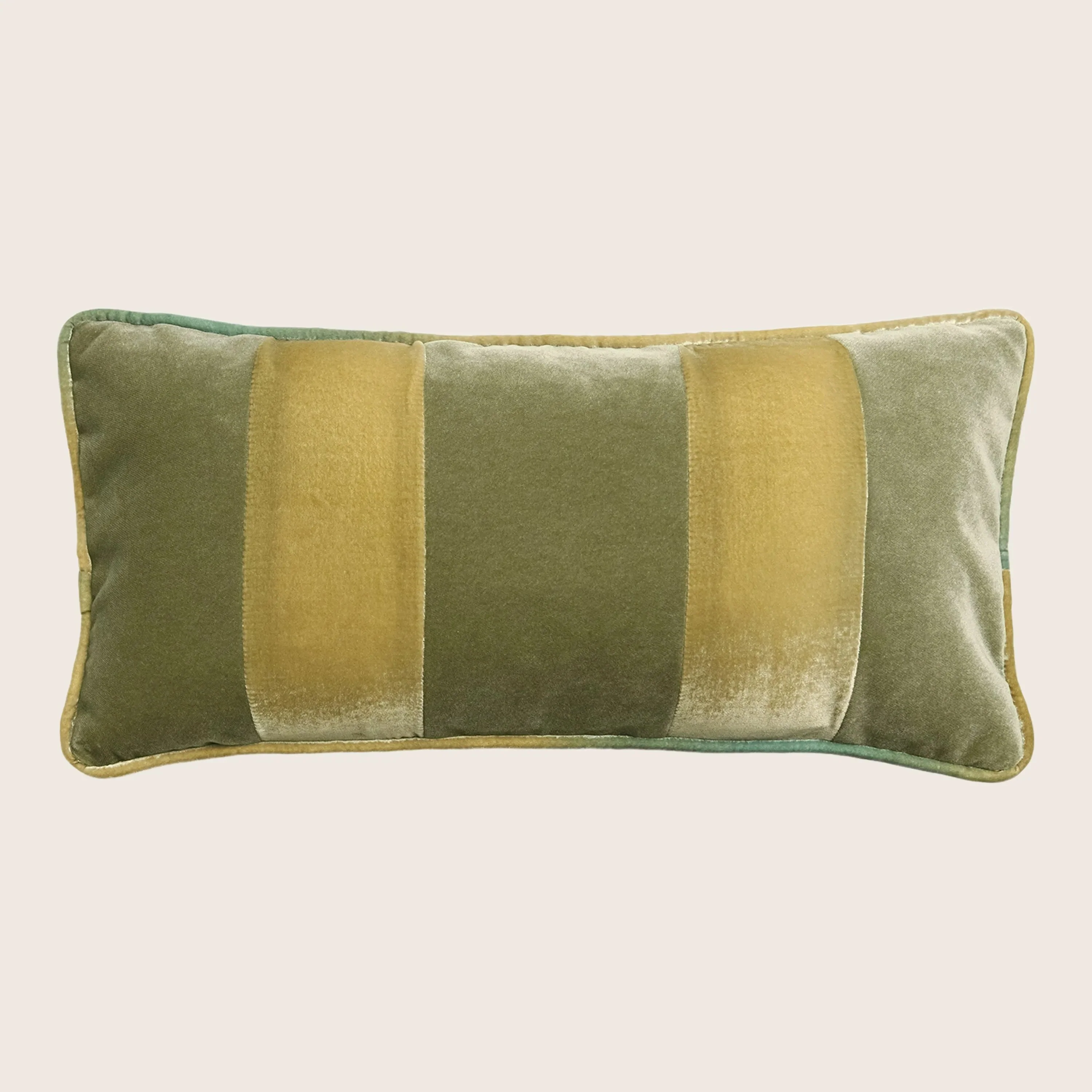 Banded High Performance Velvet Lumbar Pillow Scallion