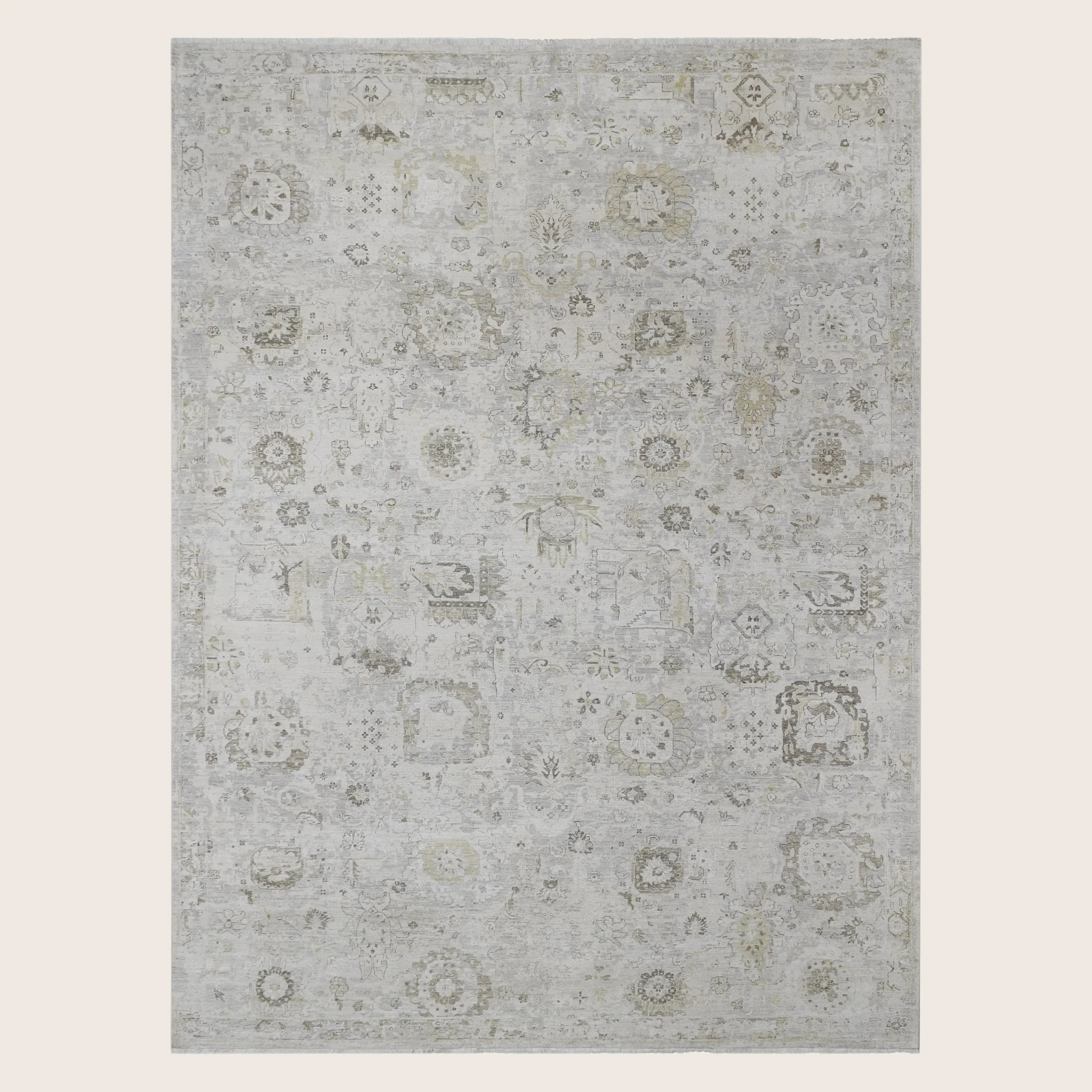 Beige Antique Revival Wool Silk Blend Rug - Image 21