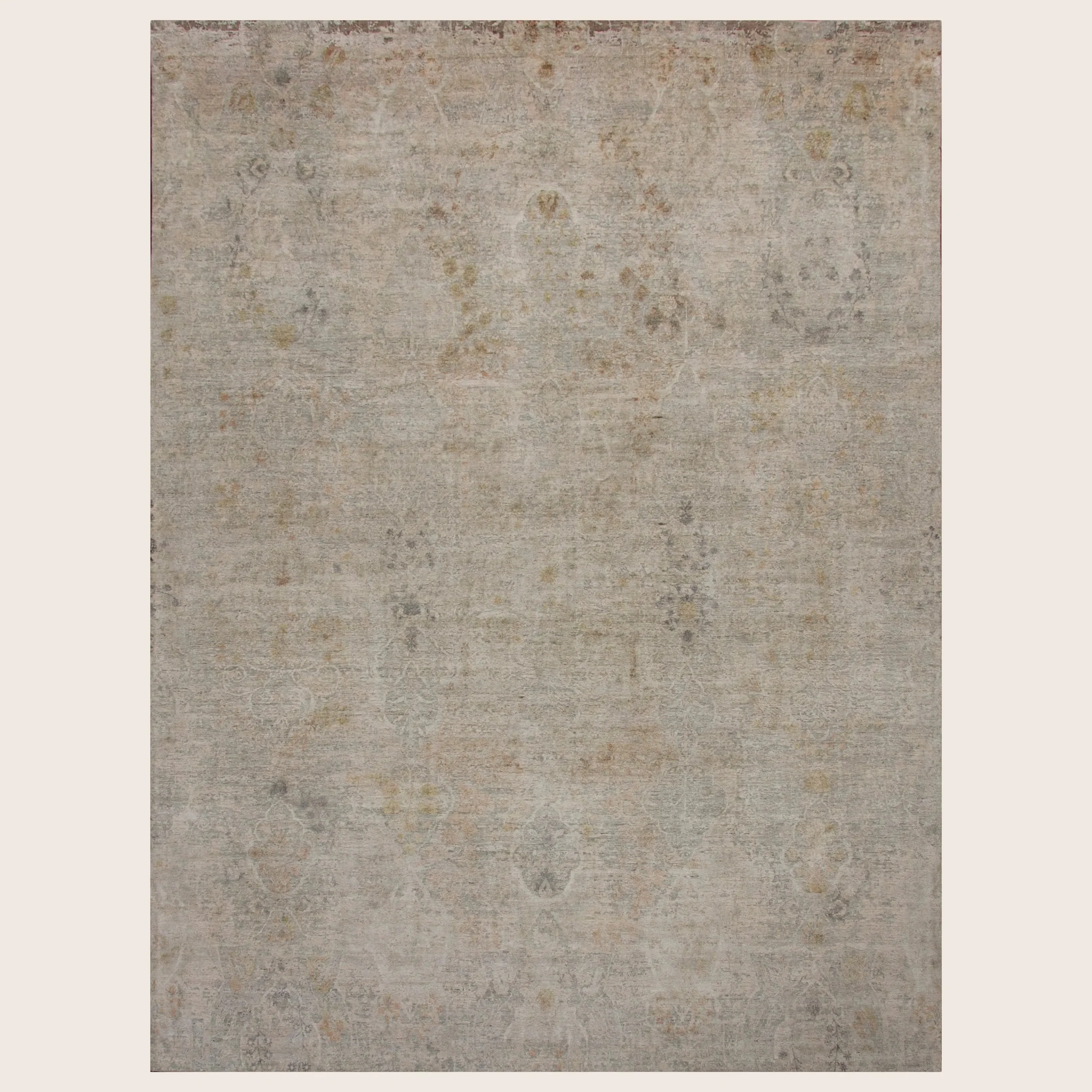 Beige Contemporary Silk Rug - 9'2" x 12'1" - Image 5