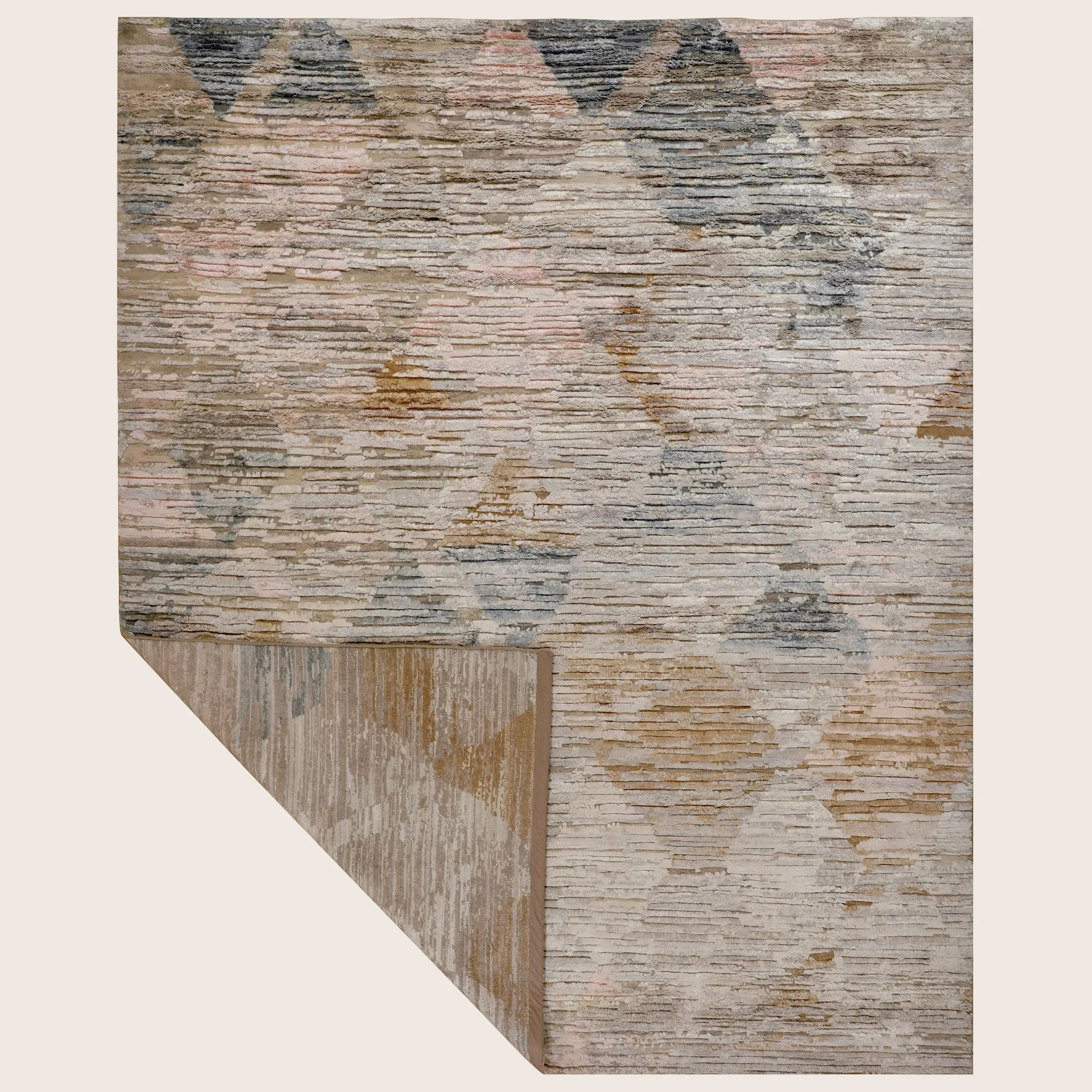 Beige Contemporary Wool Silk Blend Rug - Image 2