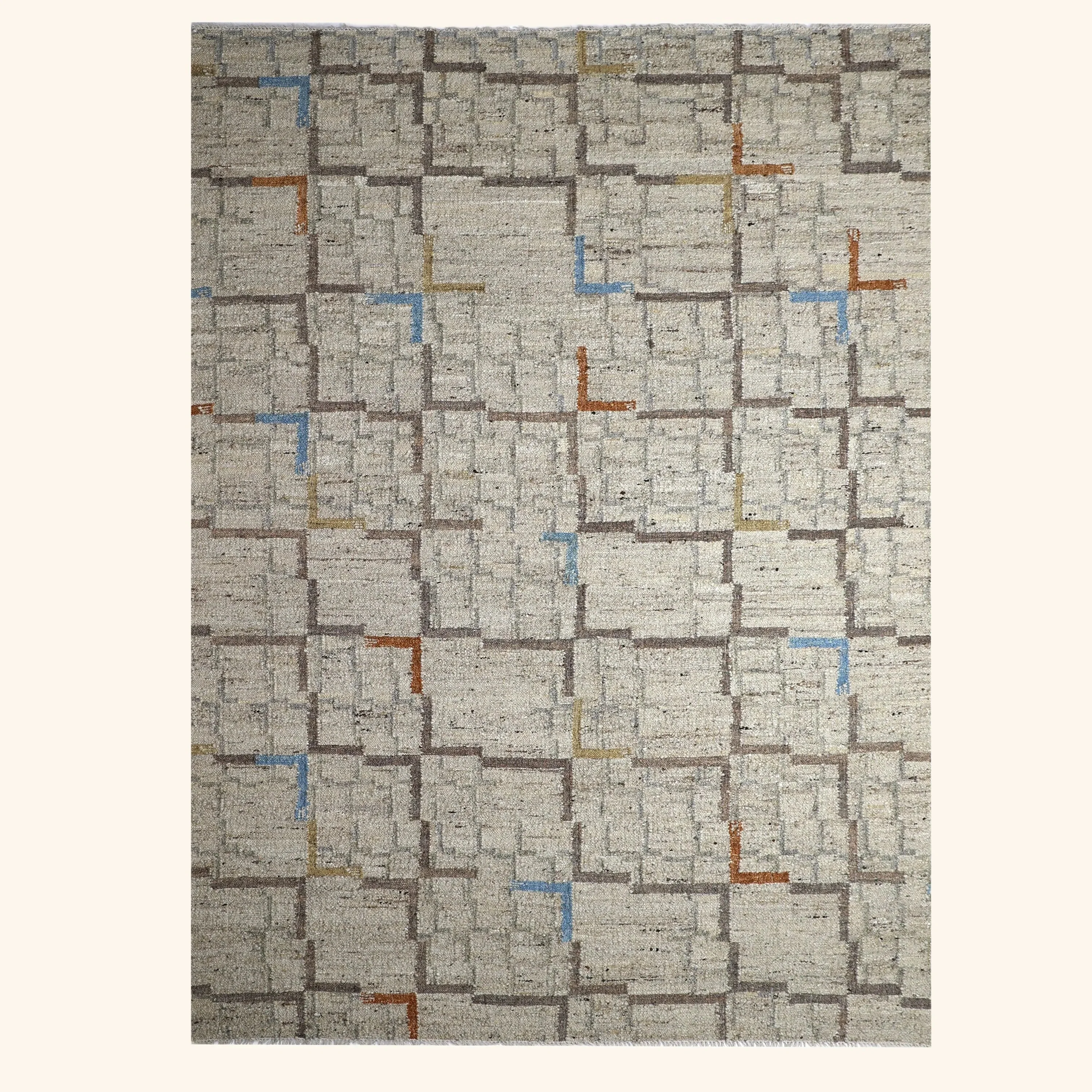 Beige Contemporary Wool Rug - 10'2" x 13'9"