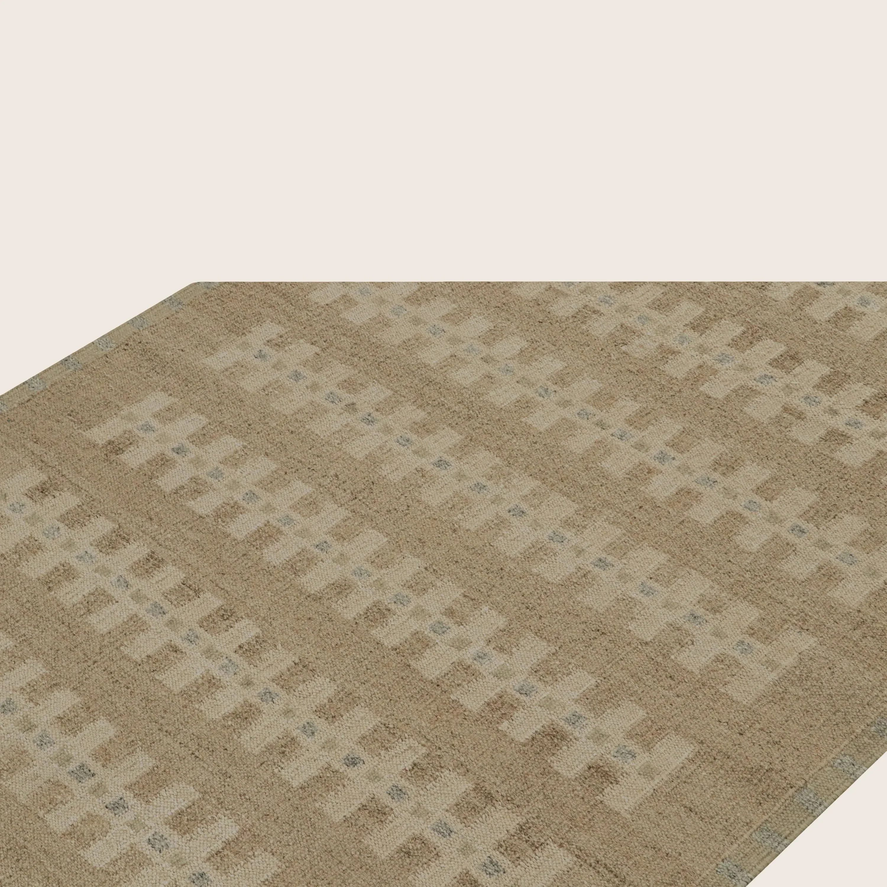 Beige Swedish Inspired Wool Flatweave Rug - 6'2" x 9' - Image 4