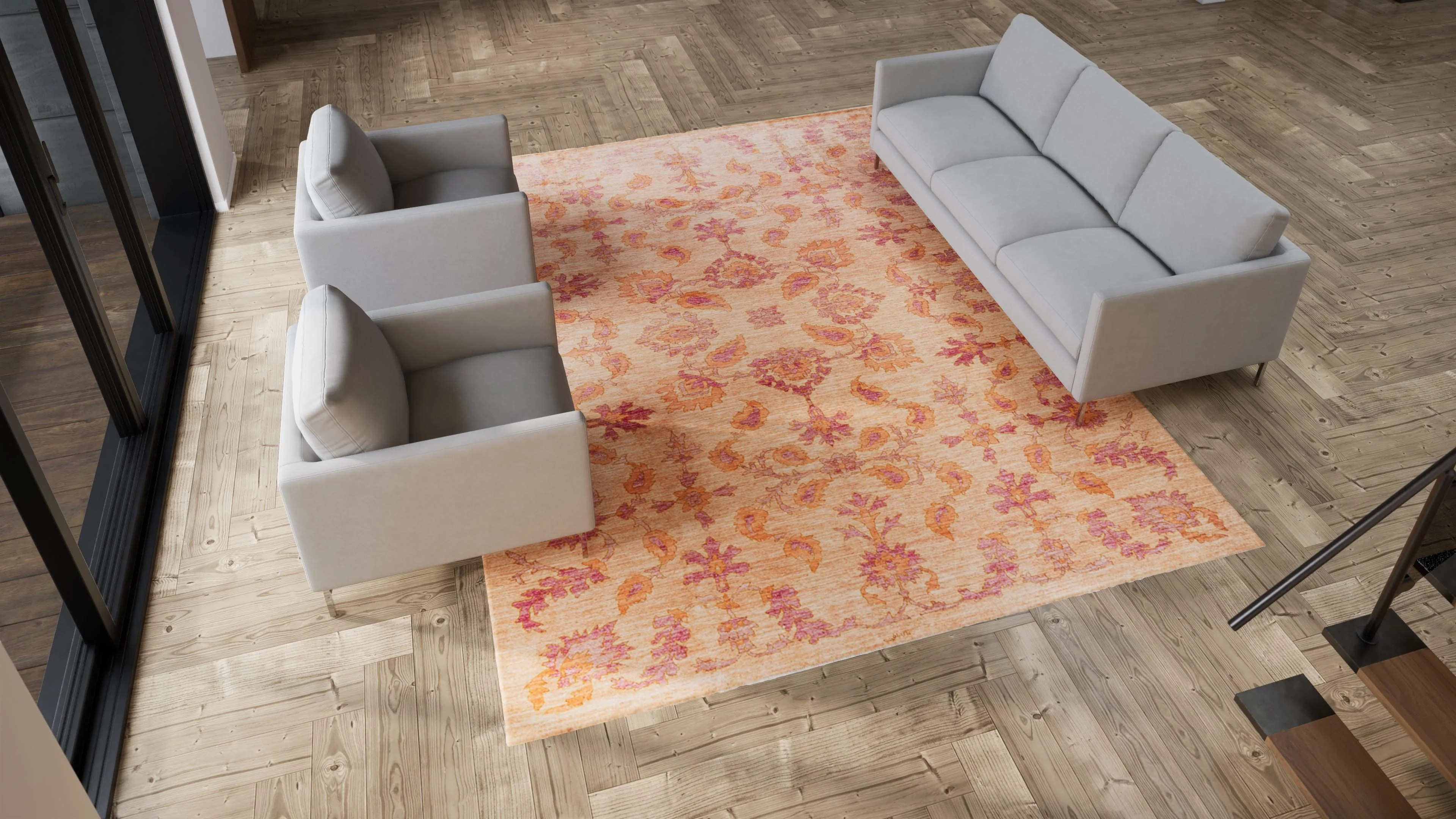 Pink Traditional Wool Rug - 9'3" x 11'10" - Image 10