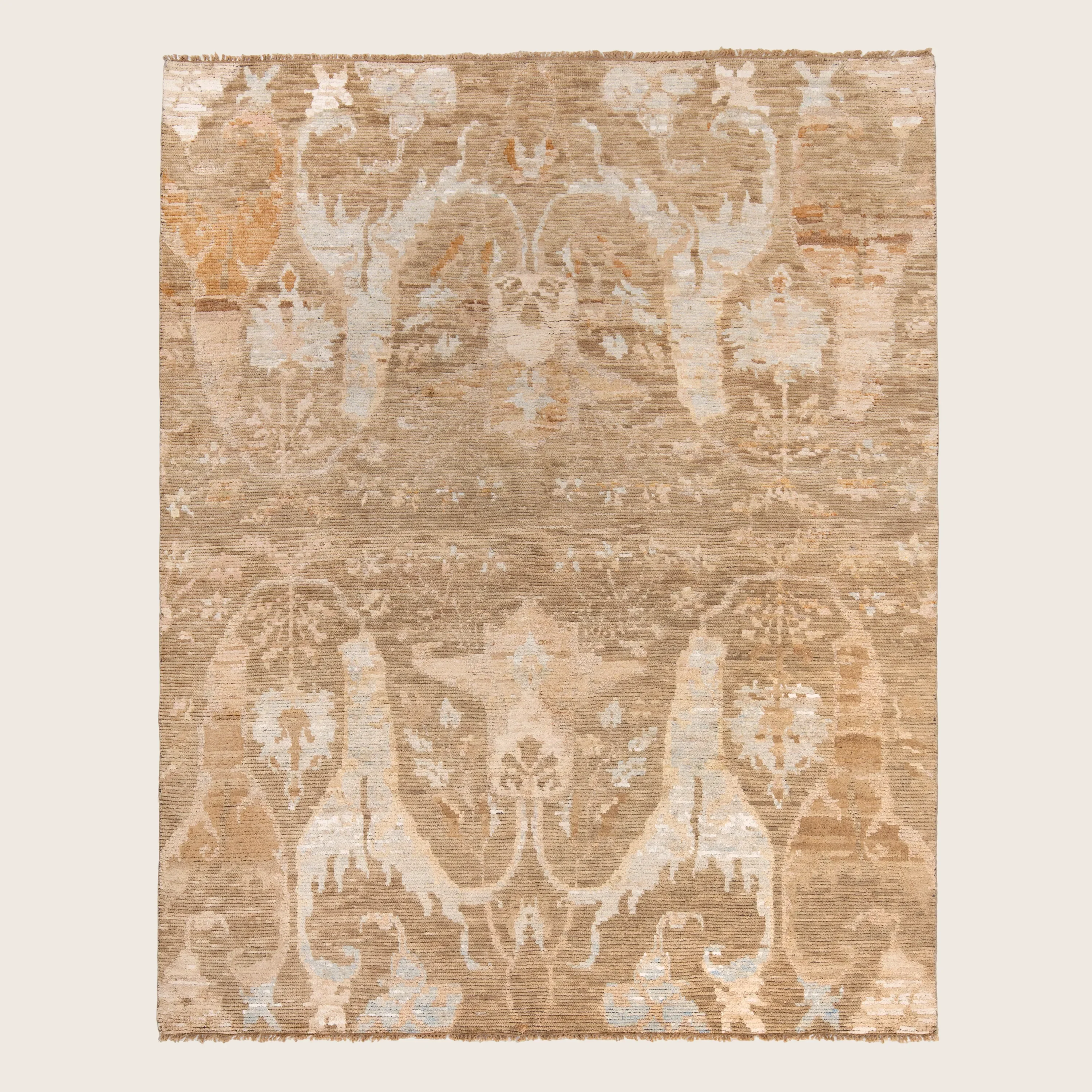 Beige Transitional Wool Silk Blend Rug - 8' x 10' - Image 6