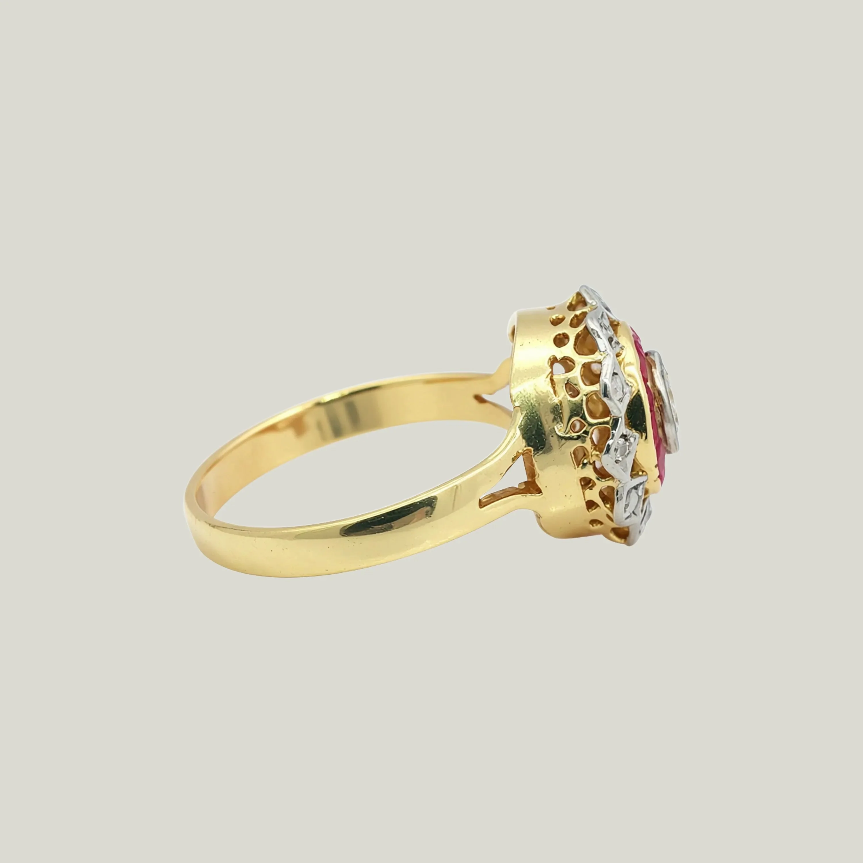 Belle Epoque 18KYG 0.55 ct. Diam, Ruby Cocktail Ring - Image 3