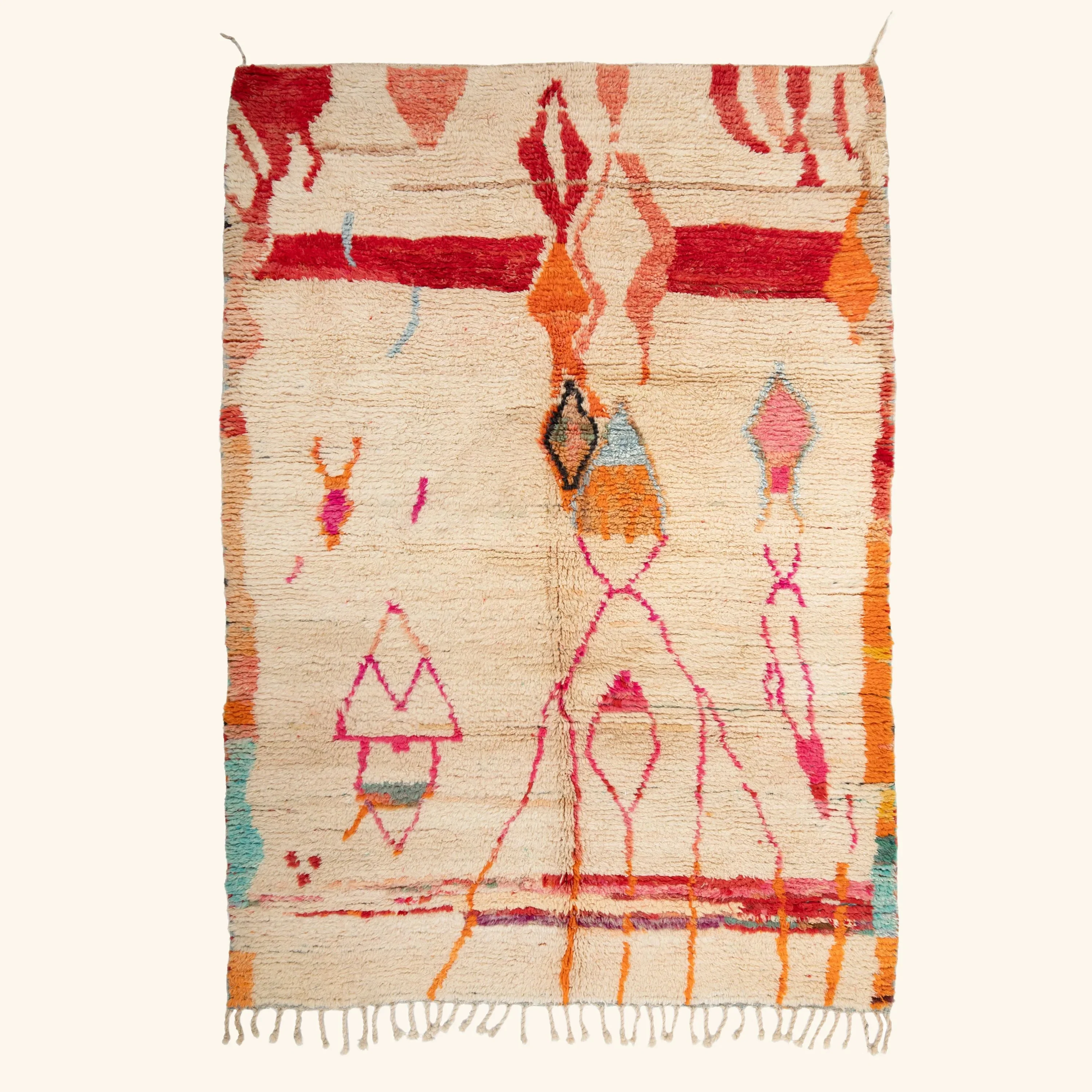 Multicolored Berber Wool Rug - 6'3" x 9'7"