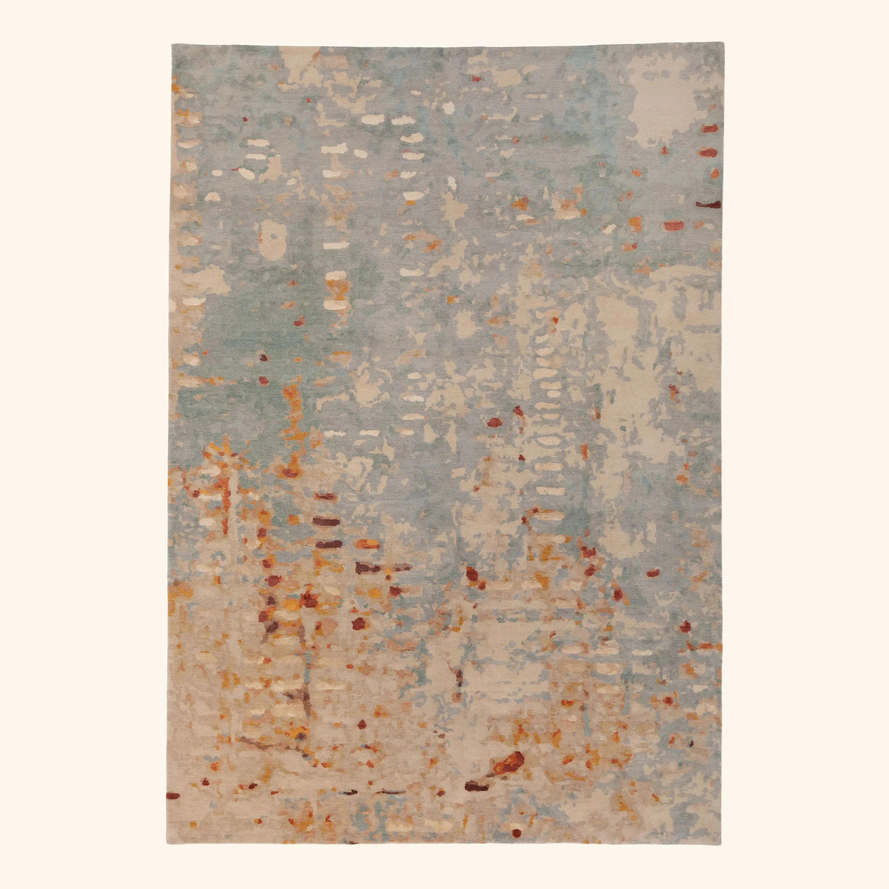Blue Aurora Aurora Tibetan Wool Silk Blend Rug - 6' x 9'