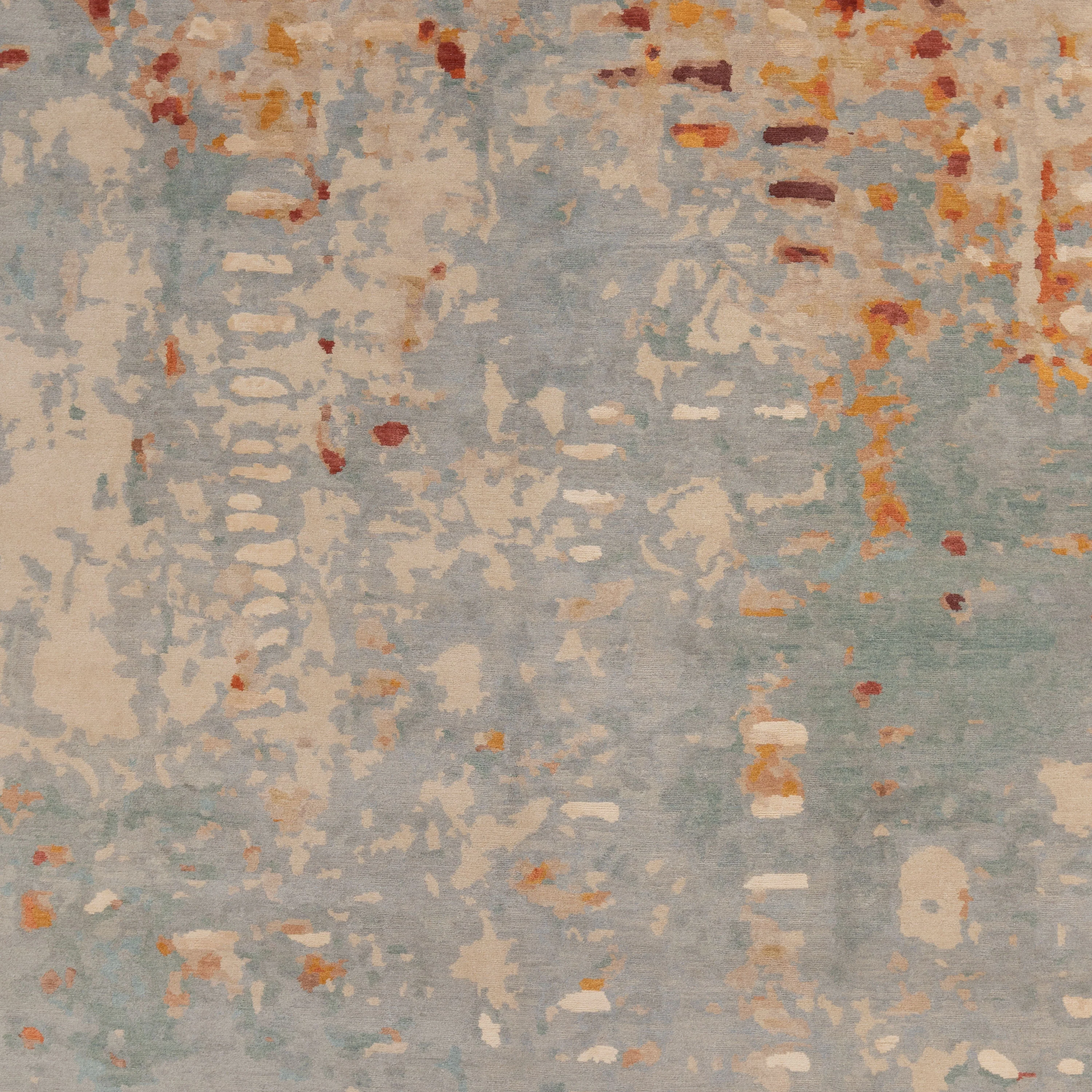 Blue Aurora Aurora Tibetan Wool Silk Blend Rug - 6' x 9' - Image 2