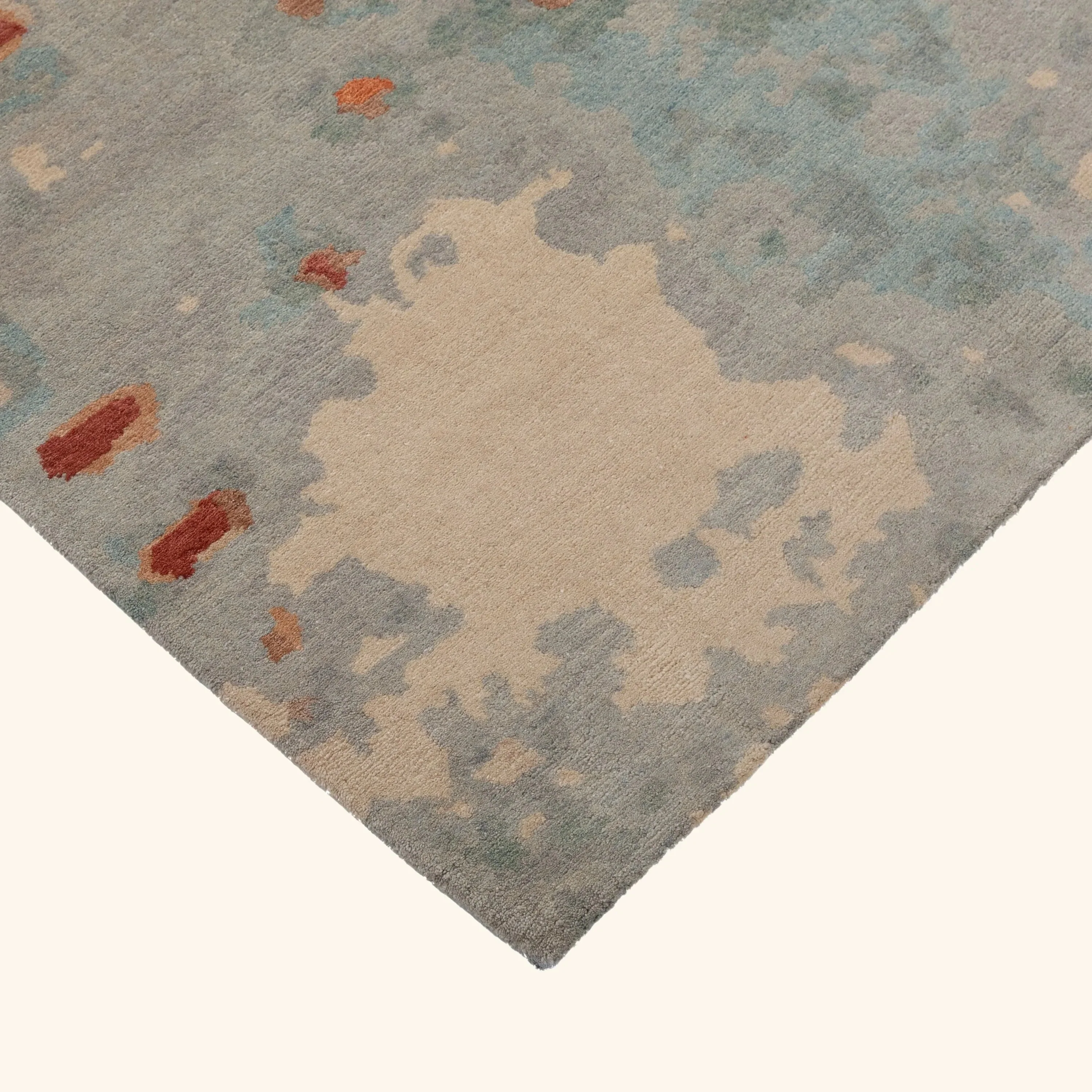 Blue Aurora Aurora Tibetan Wool Silk Blend Rug - 6' x 9' - Image 3