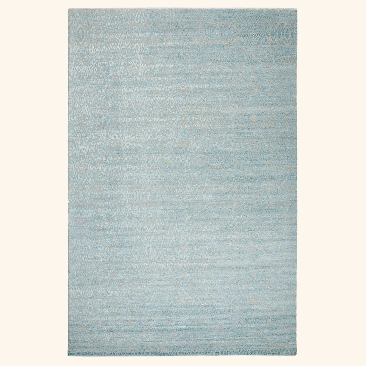 Blue Vintage Traditional Wool Silk Blend Rug - 12' x 17'9"
