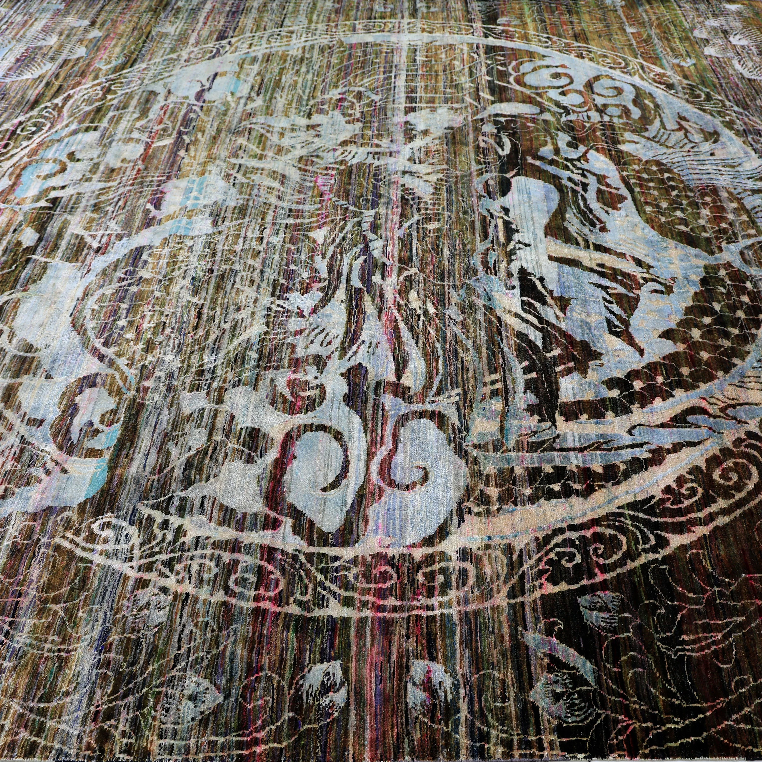 Black Alchemy Traditional Silk Rug - 8'7" x 11'11" - Image 3