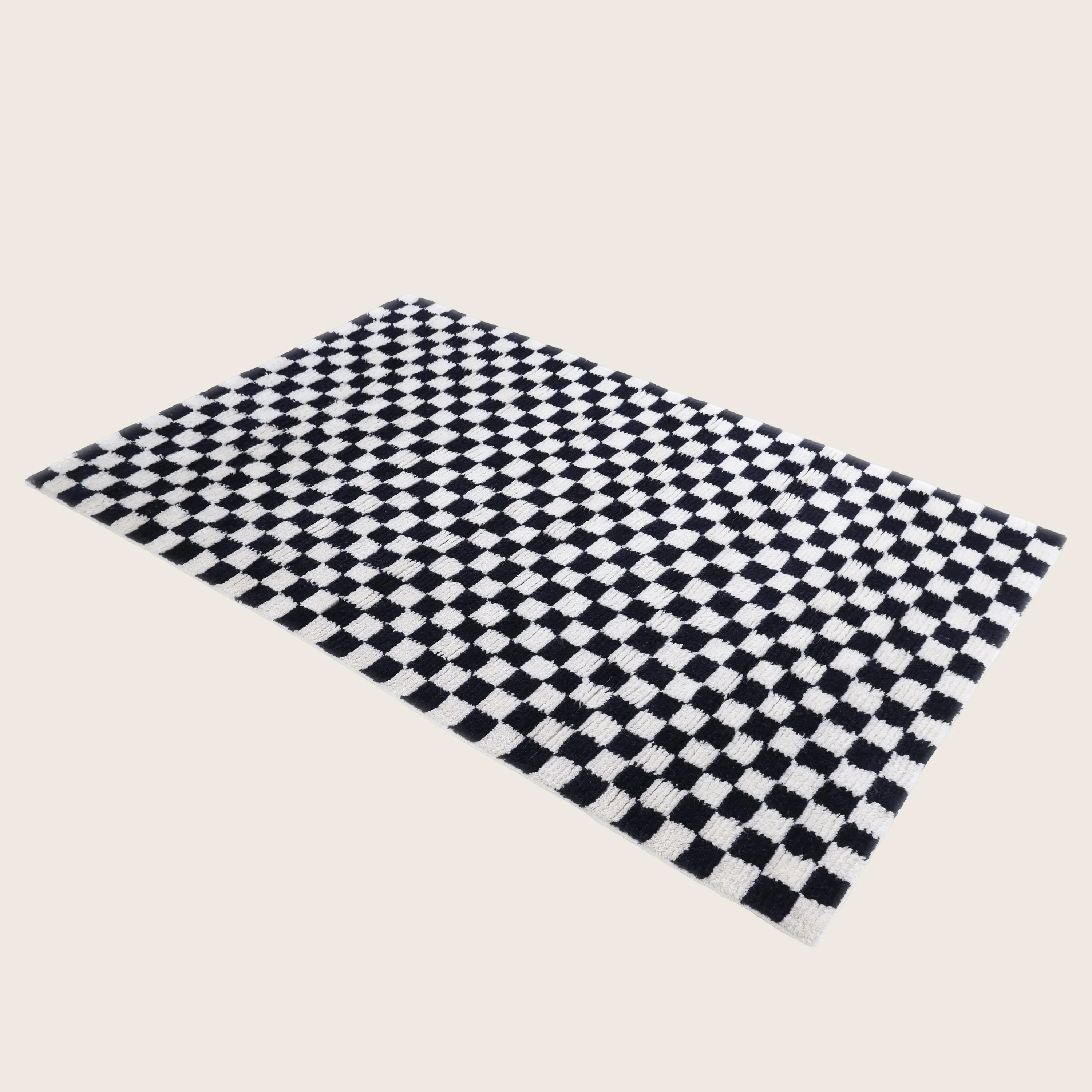Black & White Contemporary Wool Cotton Blend Rug - Image 8