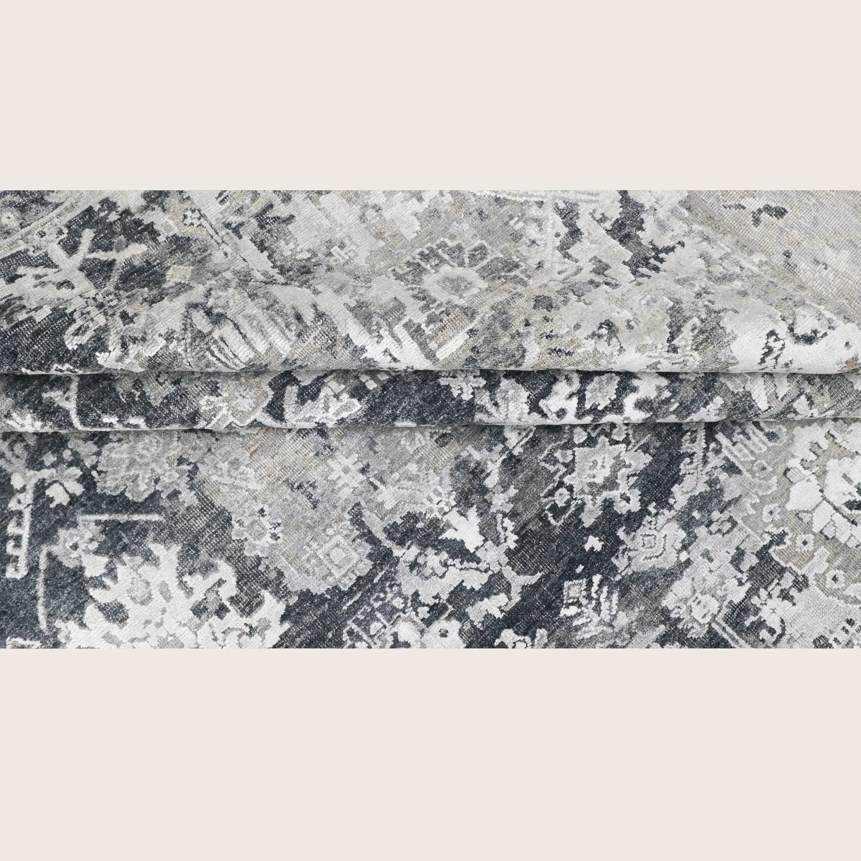 Black Contemporary Silk Wool Blend Rug - Image 8