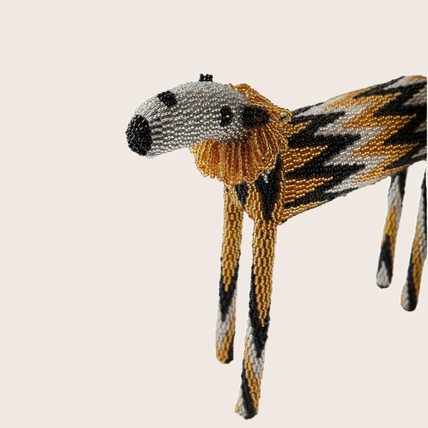 Black & Gold Beaded Lion - Image 6