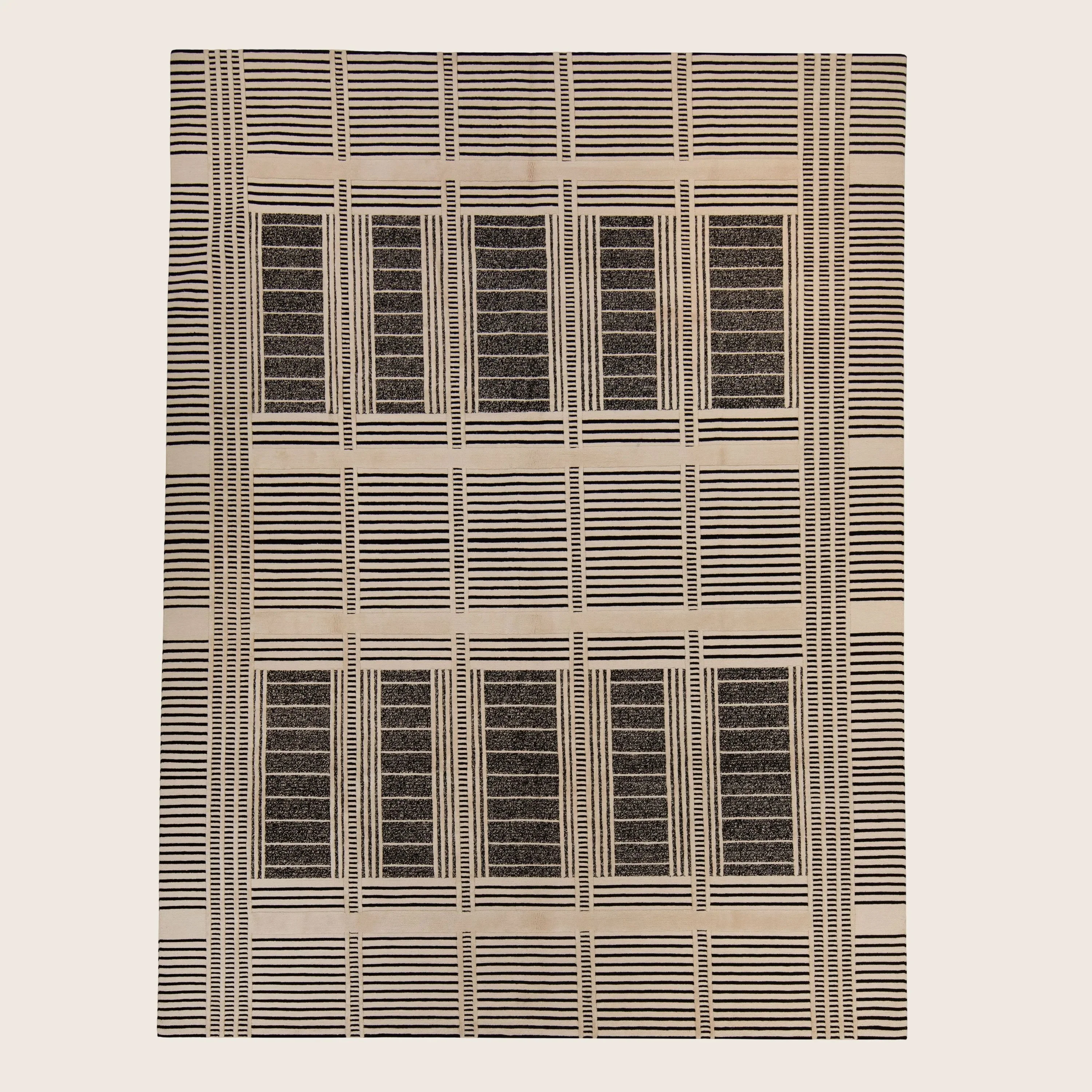 Black & White Contemporary Silk Rug - 8' x 10' - Image 2