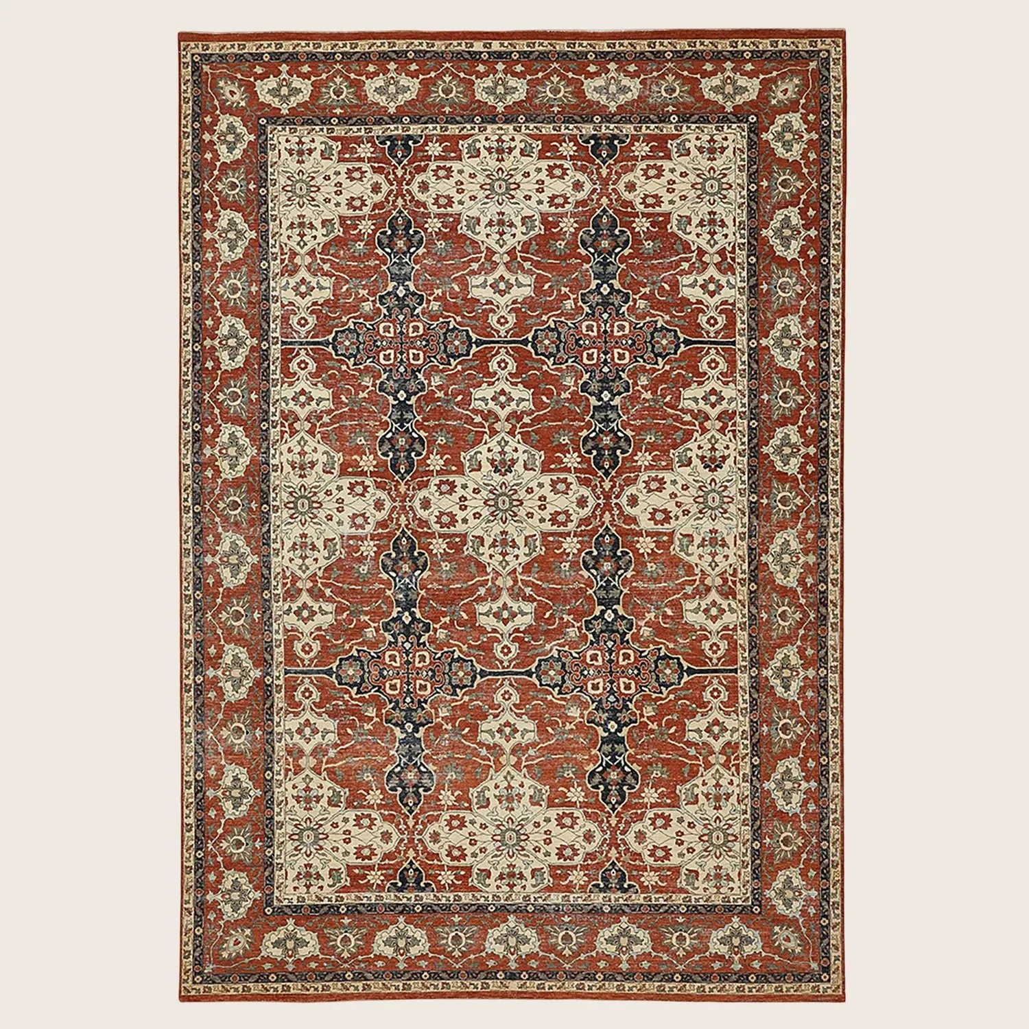 Red Traditional Wool Rug - 9'10" x 14'2"