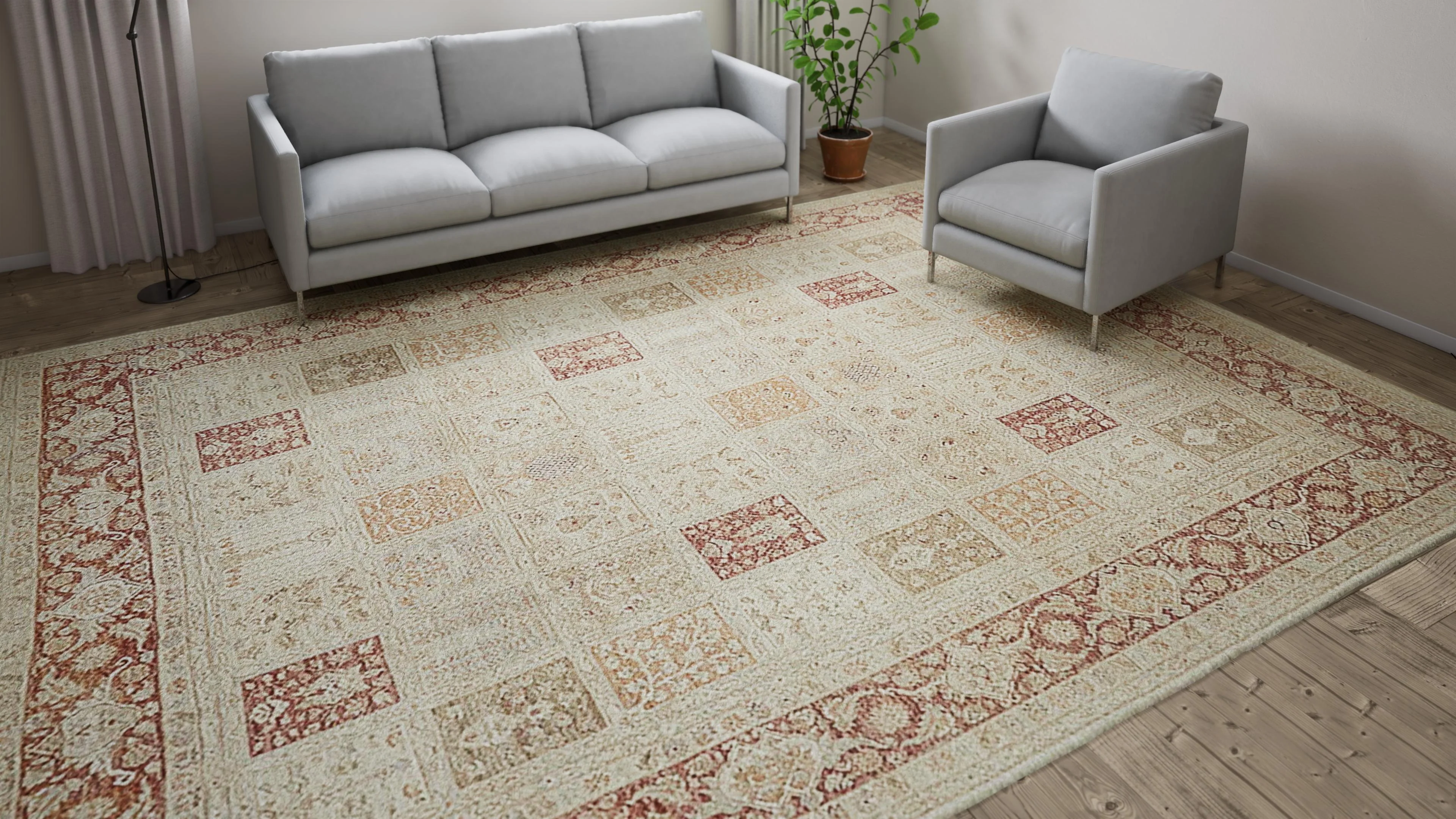 Ivory Traditional Wool Rug - 9'9" x 13'5" - Image 5
