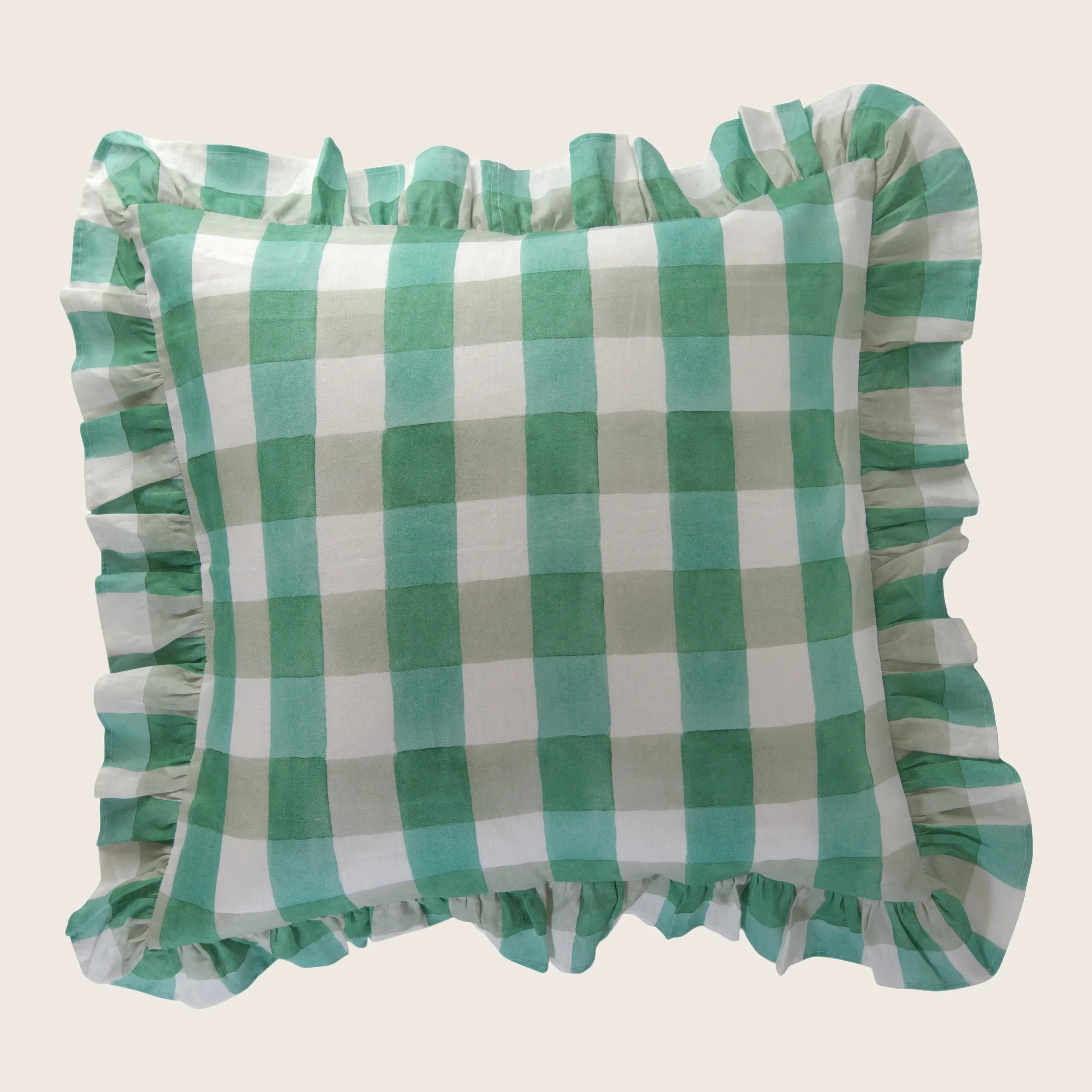 Blossom Plaid Linen Ruffle Euro Sham Pair - Image 3