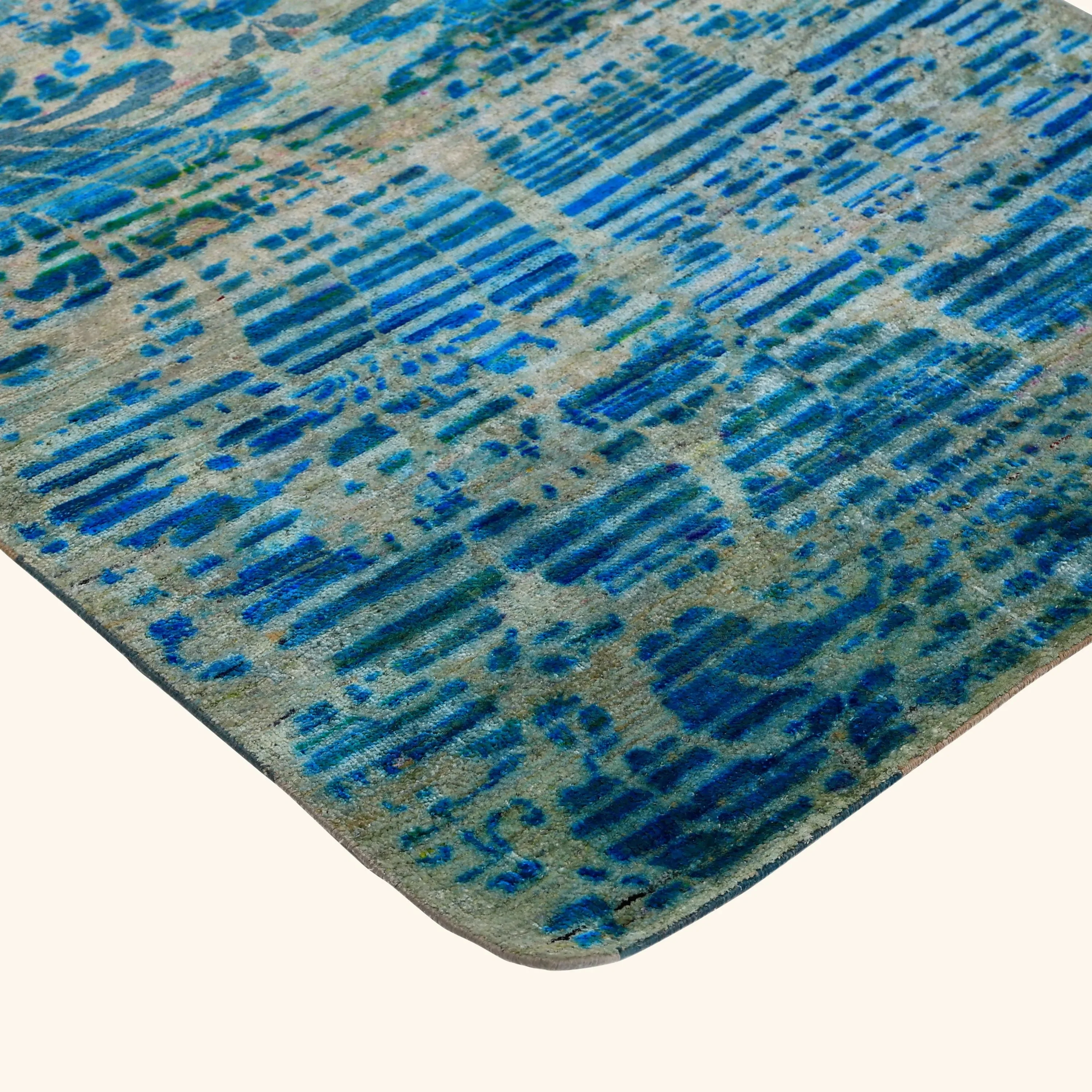 Blue Alchemy Contemporary Silk Runner - 3' x 10'10" - Image 2