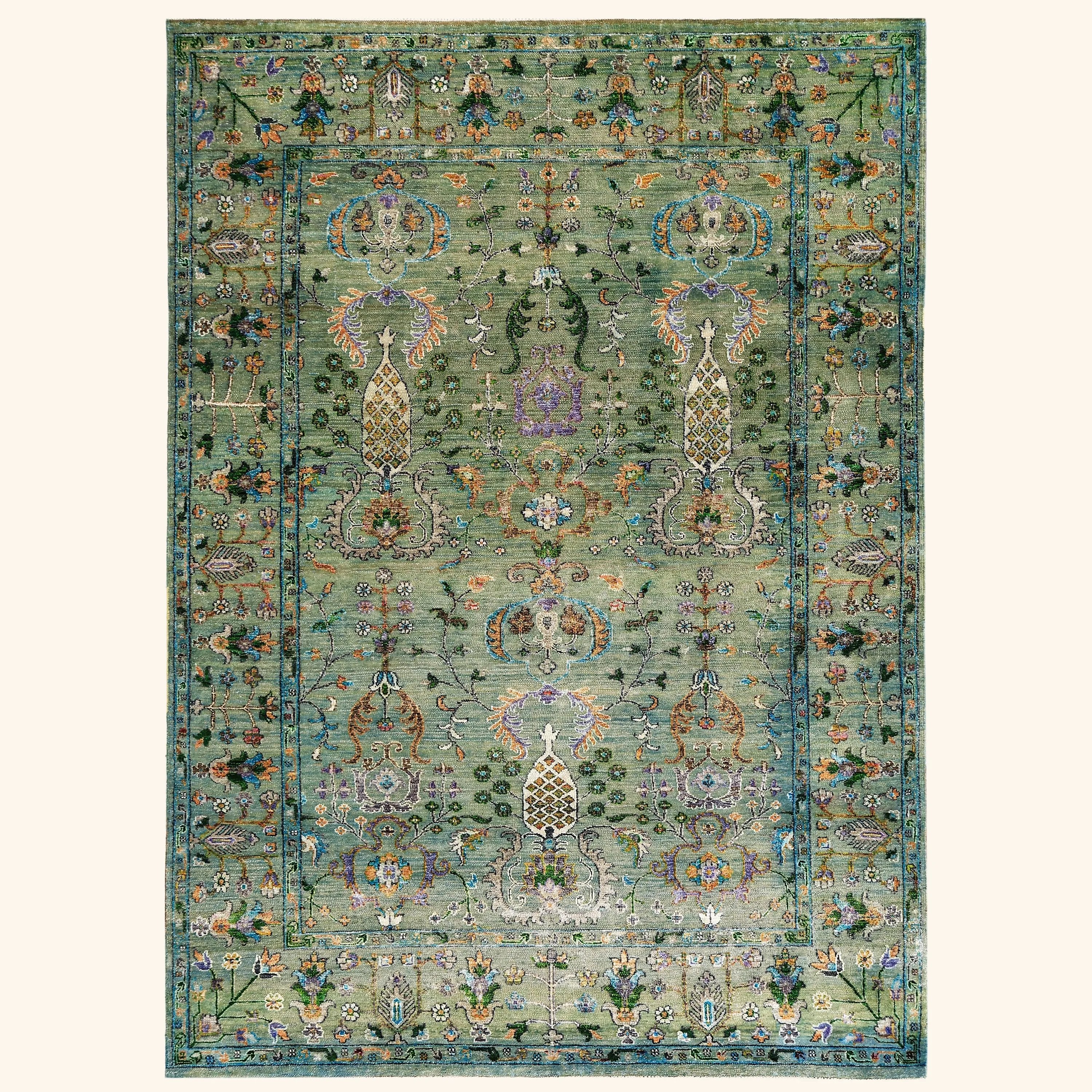 Blue Alchemy Traditional Wool Silk Blend Rug - 5' x 7'1"