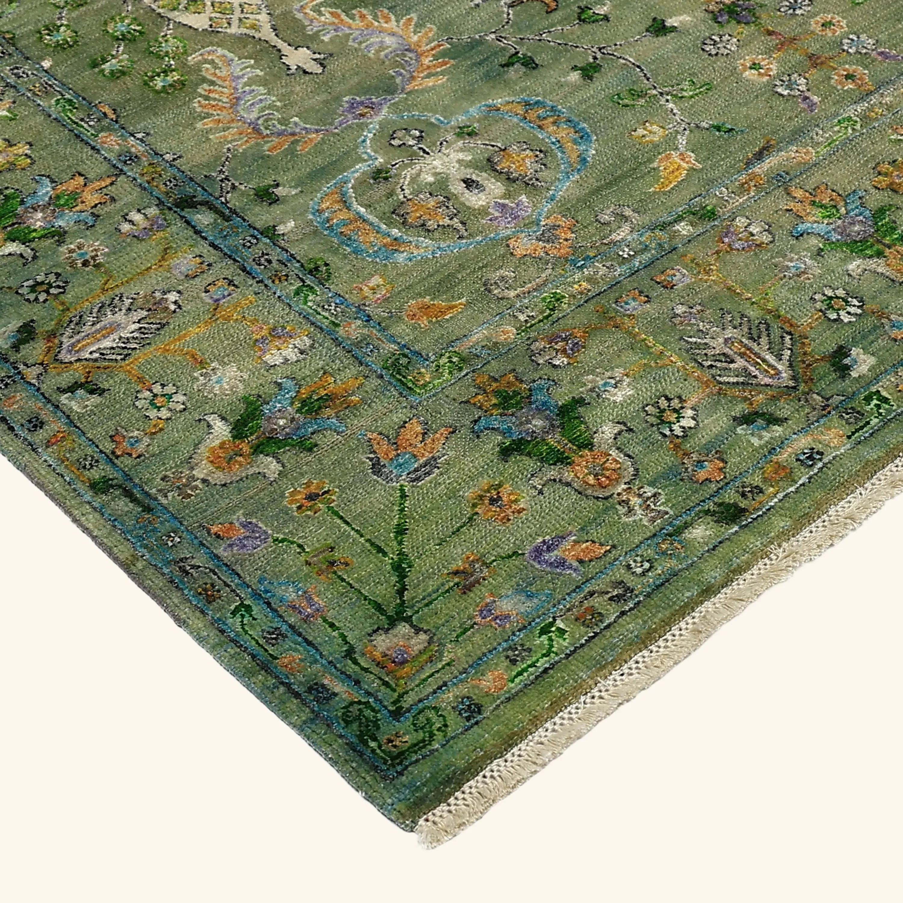 Blue Alchemy Traditional Wool Silk Blend Rug - 5' x 7'1" - Image 2