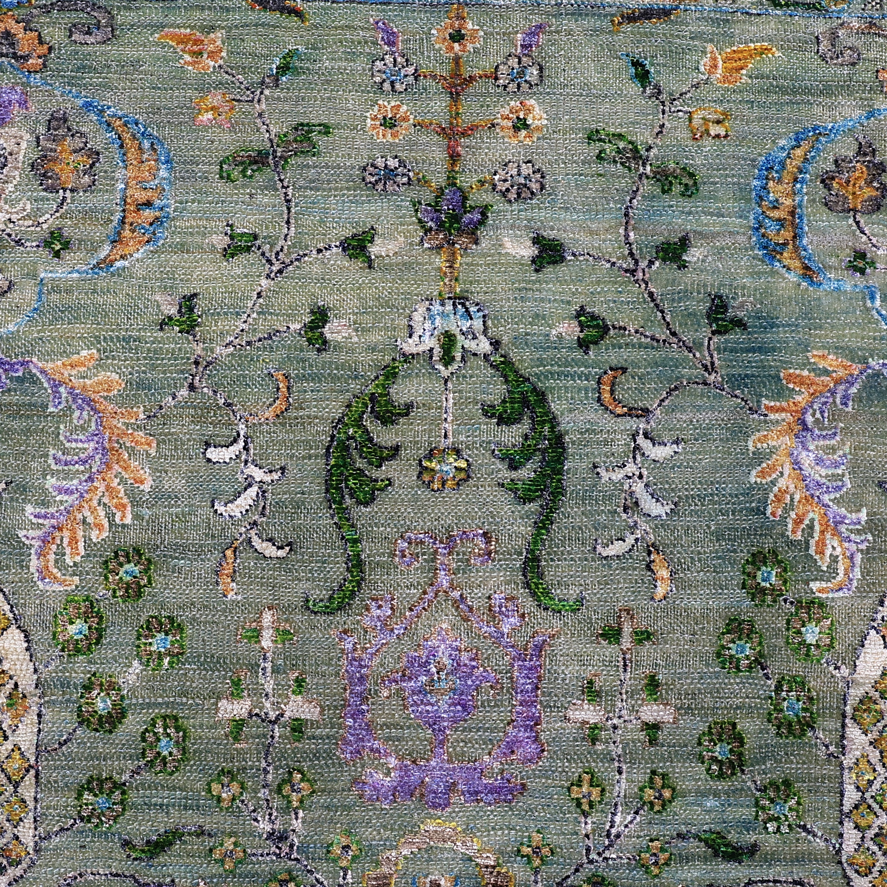 Blue Alchemy Traditional Wool Silk Blend Rug - 5' x 7'1" - Image 4