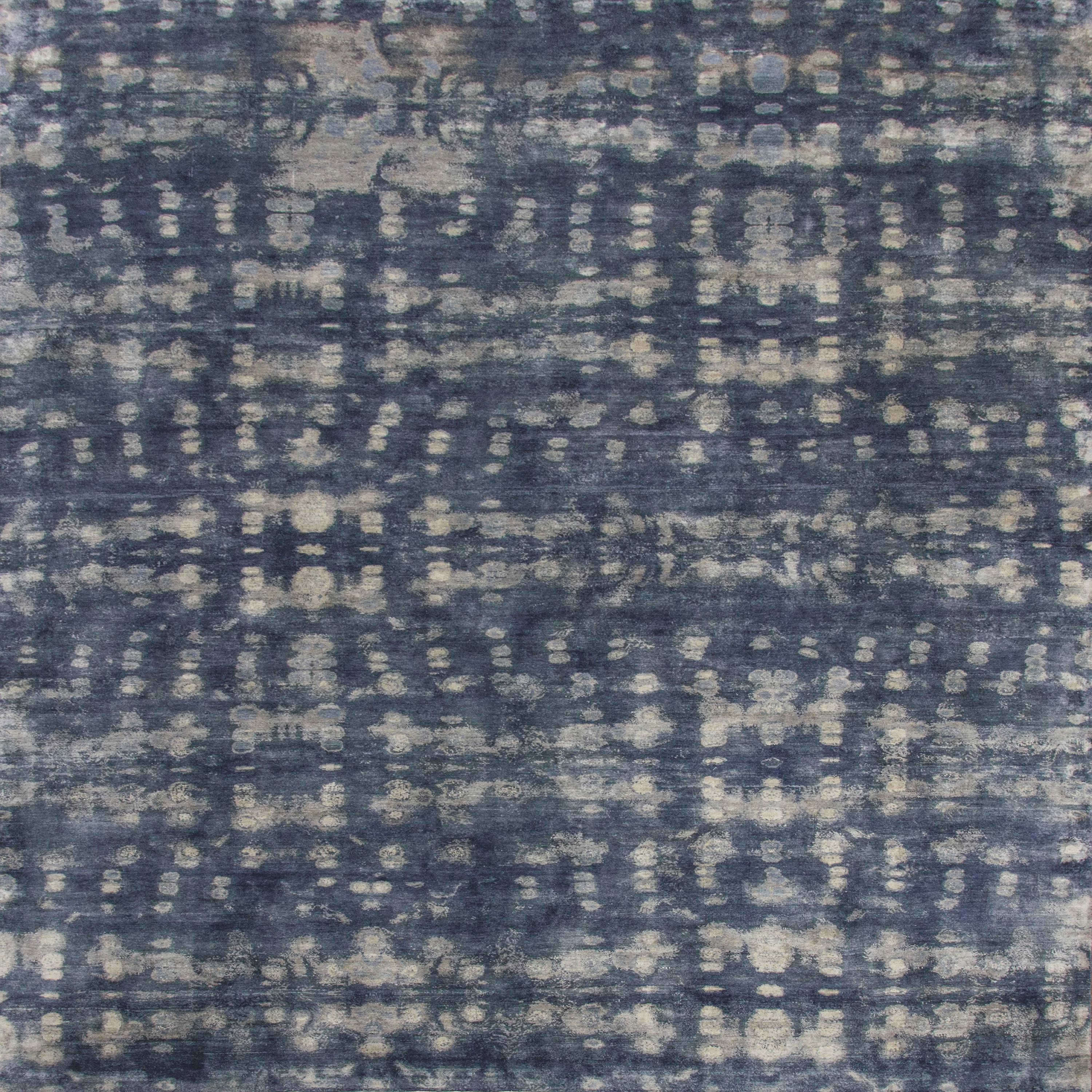 Blue Contemporary Silk Wool Blend Rug - 9' x 12' - Image 5