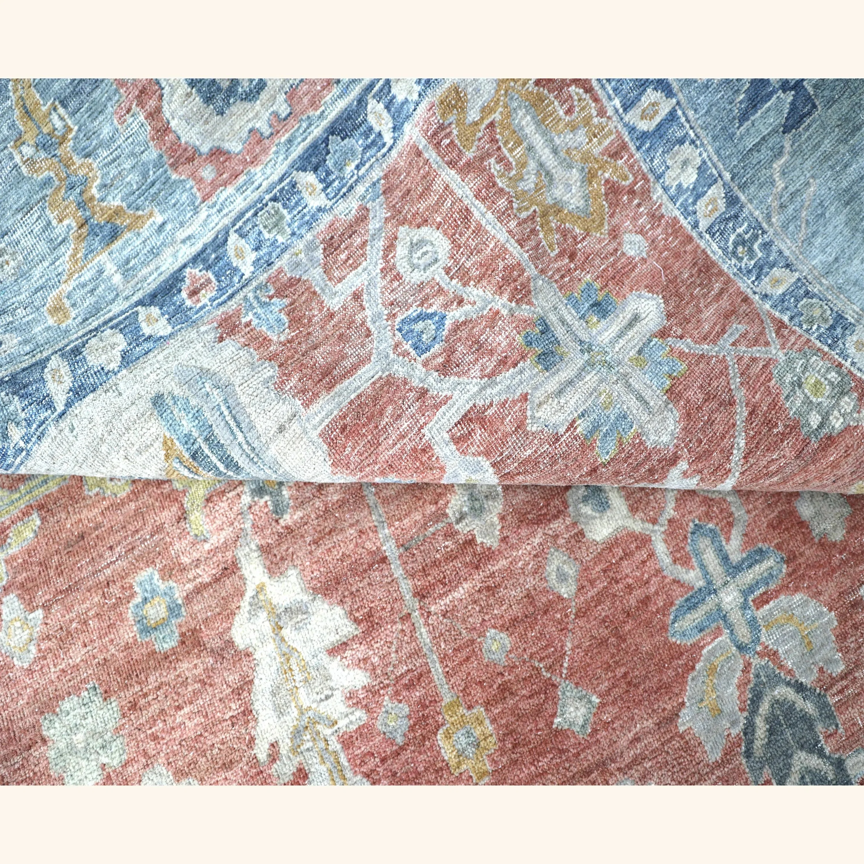 Blue Contemporary Wool Rug - 11'9" x 15' - Image 4