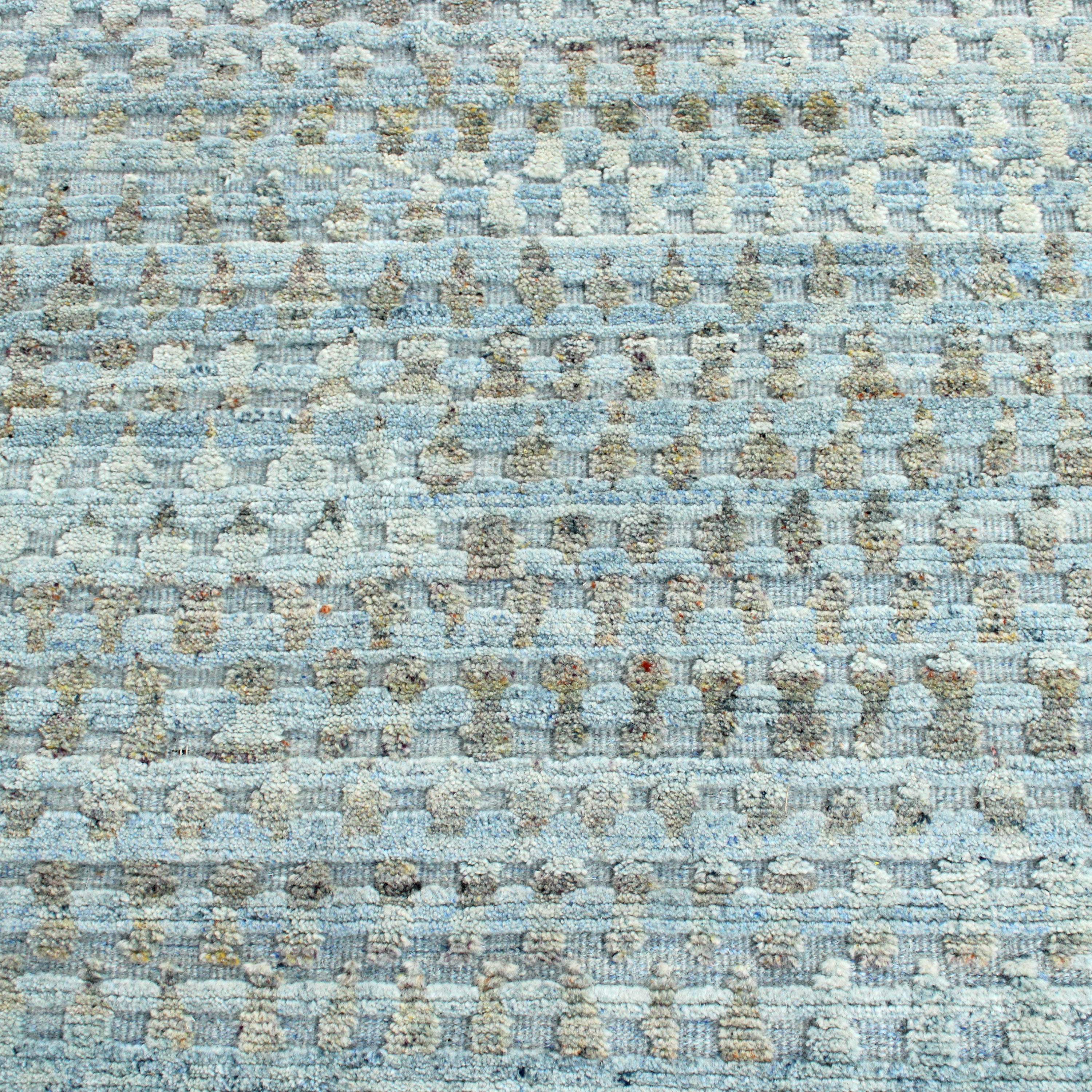Blue Contemporary Wool Rug - 8'11" x 11'1" - Image 5