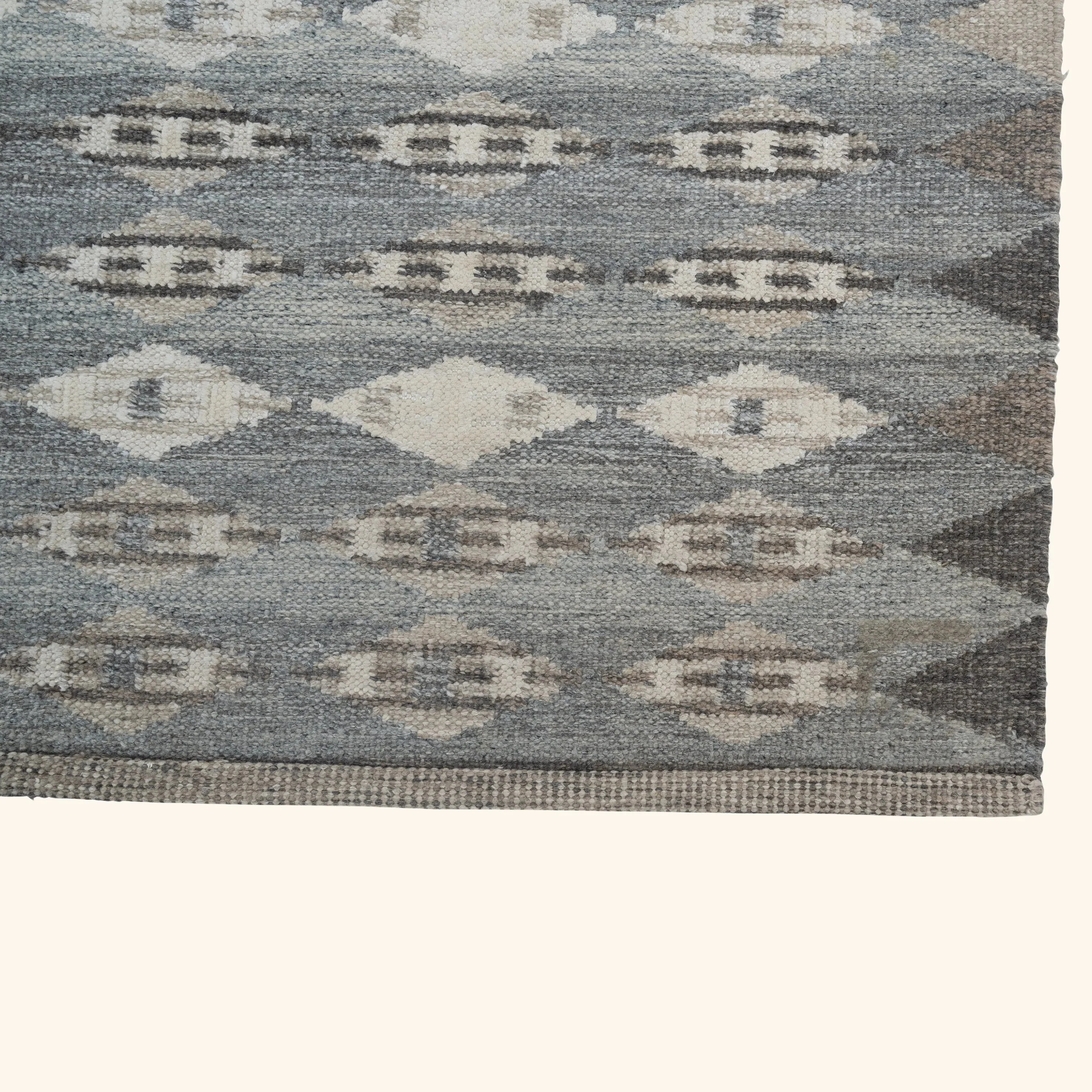 Blue Grey Swedish Inspired Dhurrie Wool Rug - 8' x 10' - Image 4