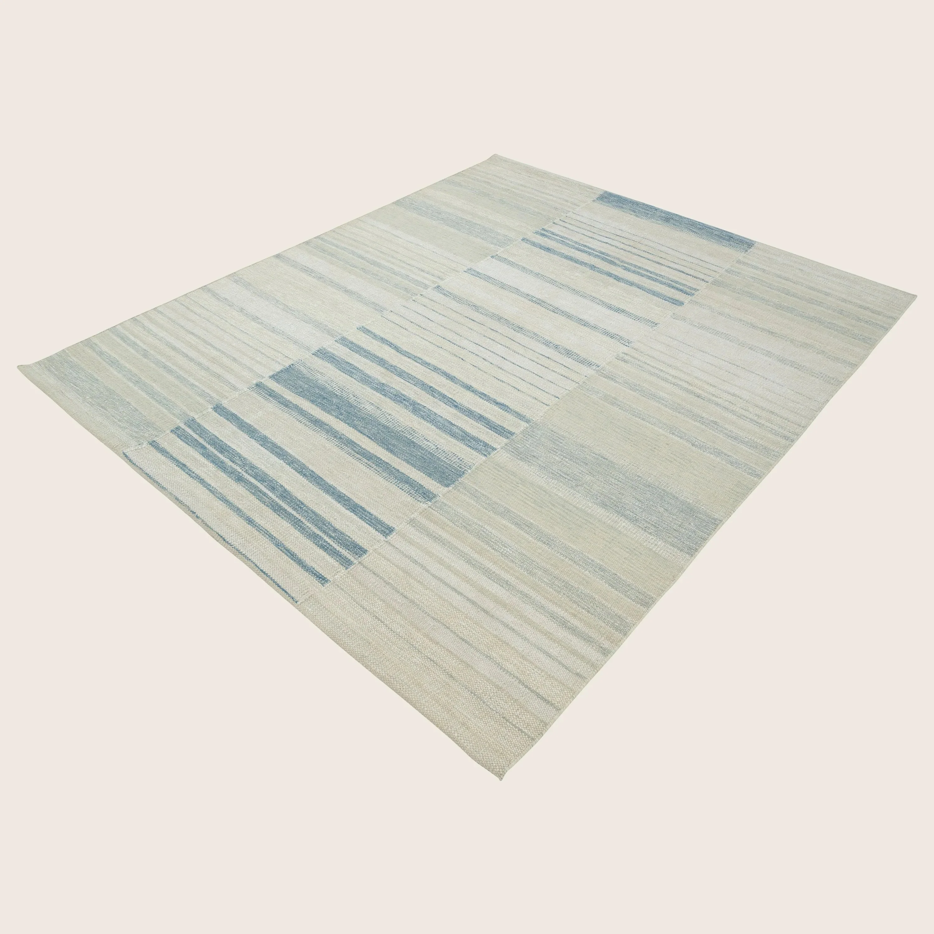 Blue Swedish Inspired Art Silk Wool Blend Kilim Rug - 8' x 10' - Image 5