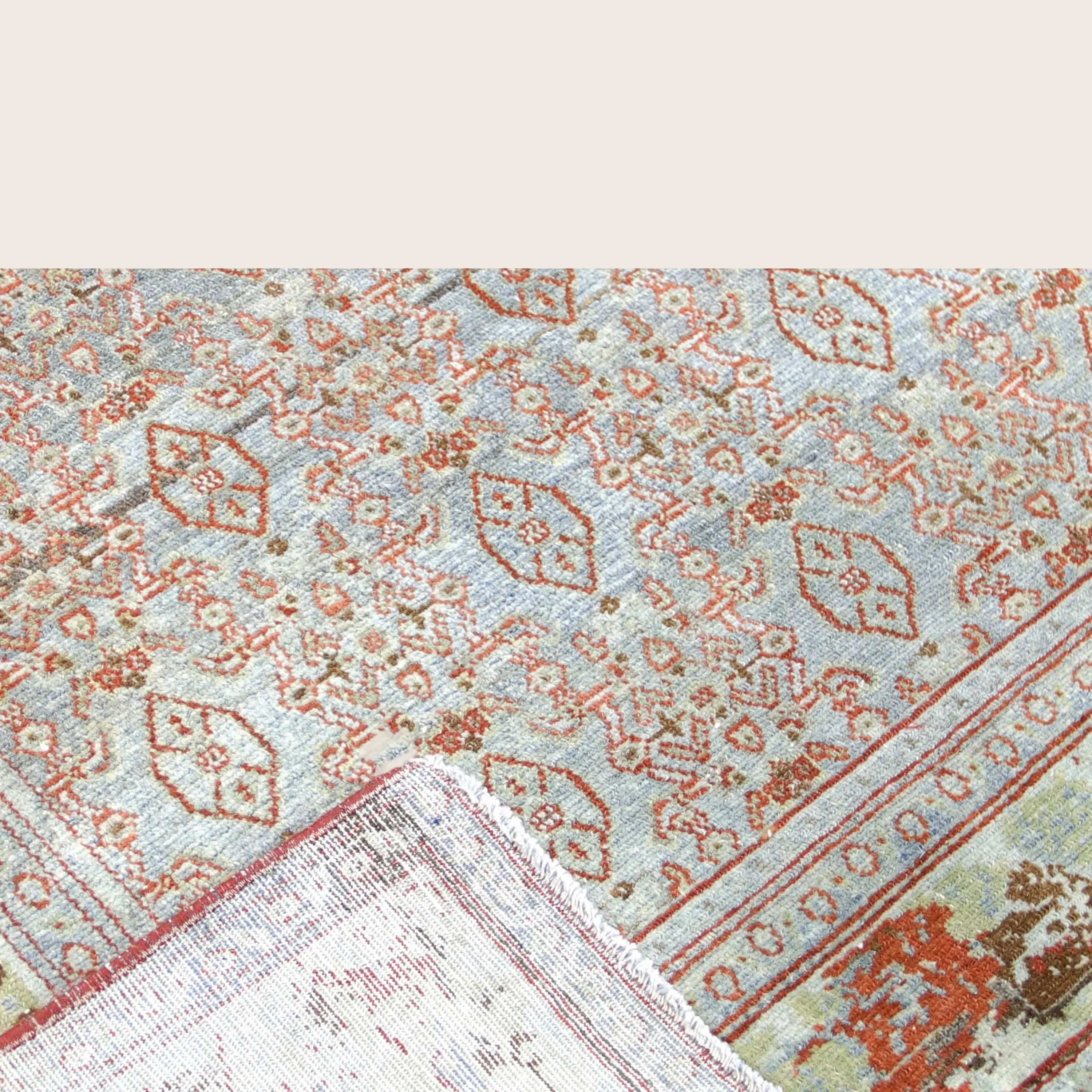 Blue Vintage Antique Traditional Senne Wool Rug - 4'5" x 6'3" - Image 3