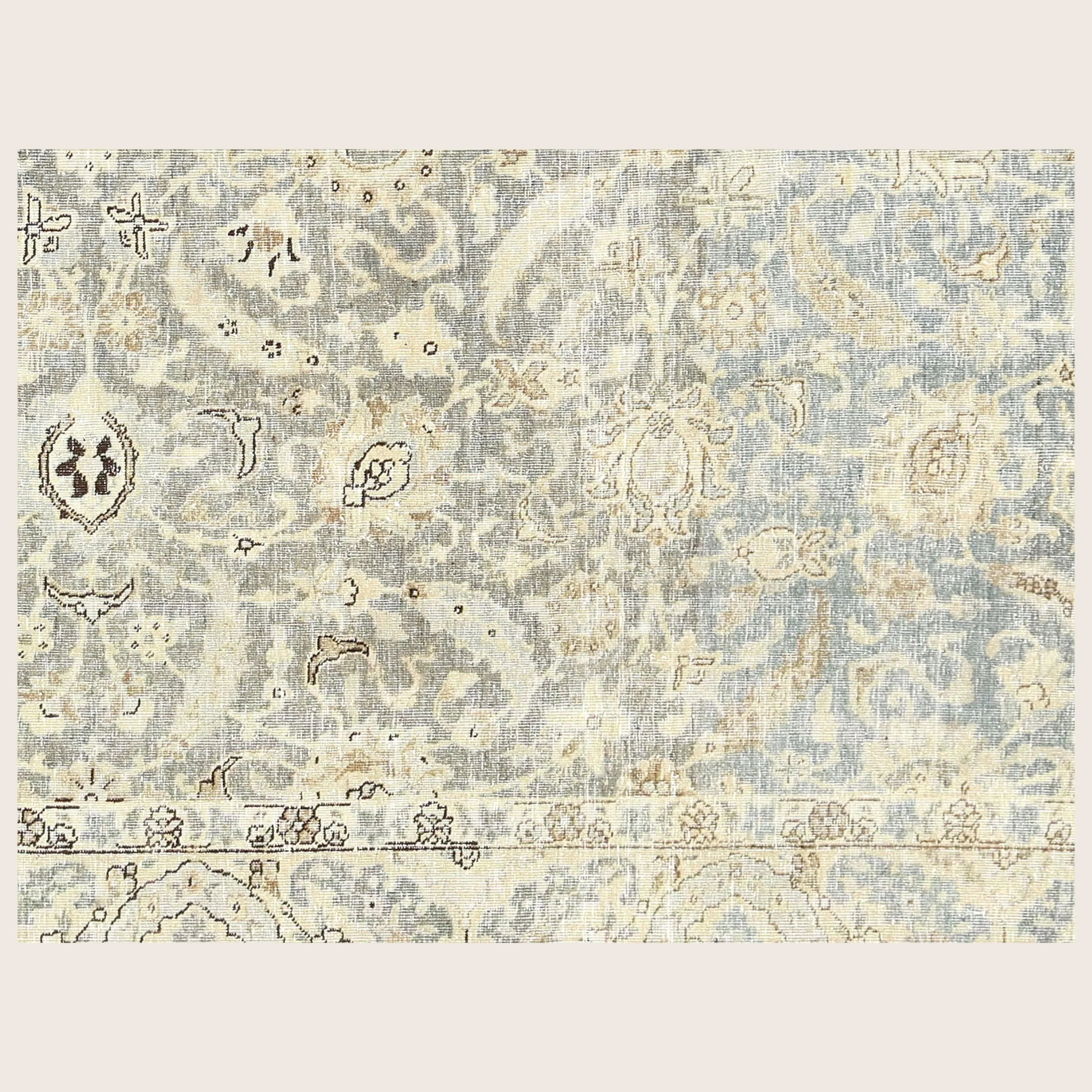 Blue Vintage Antique Traditional Tabriz Wool Rug - 7' x 9'9" - Image 4