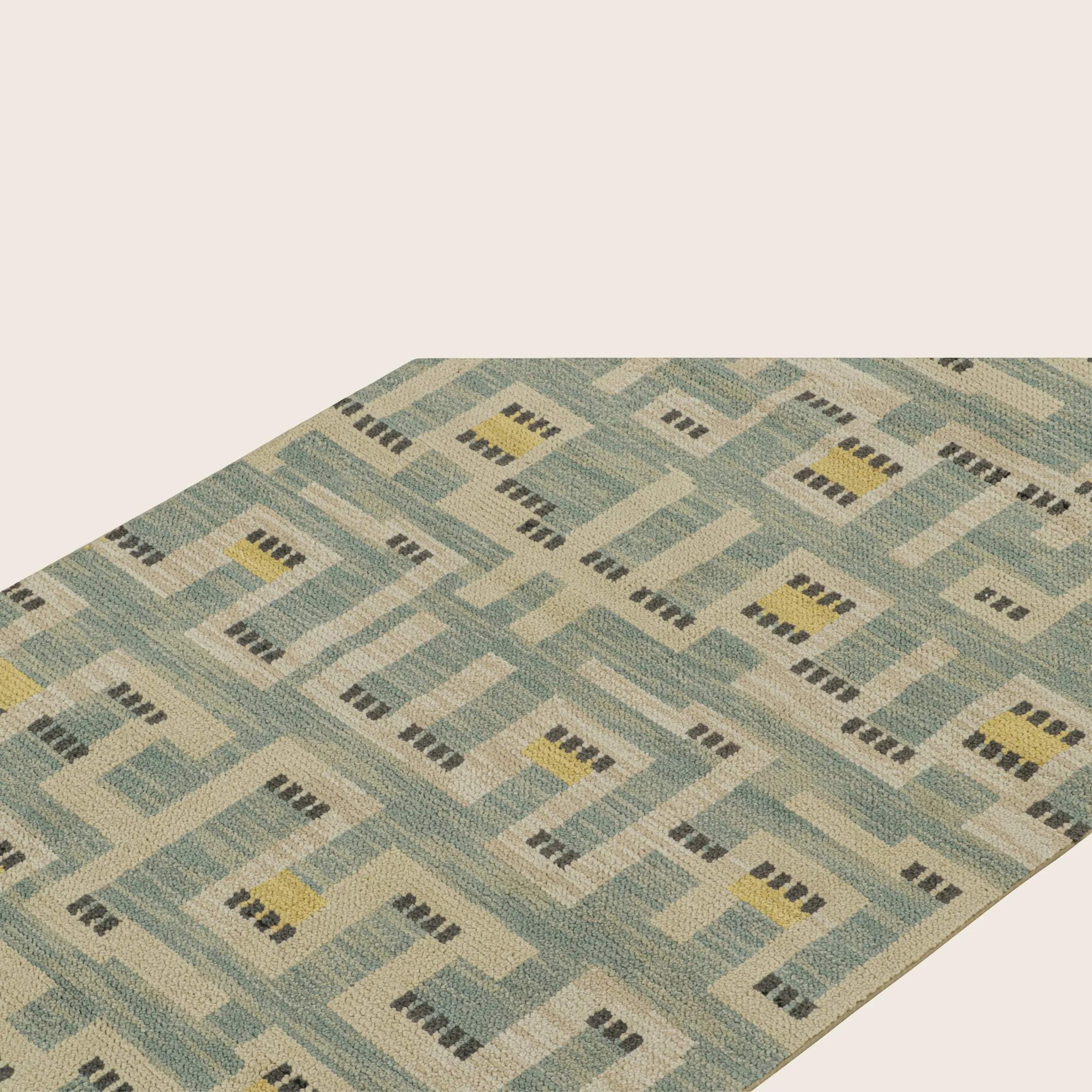 Blue Transitional Swedish Inspired Wool Runner - 4'1" x 9'5" - Image 2