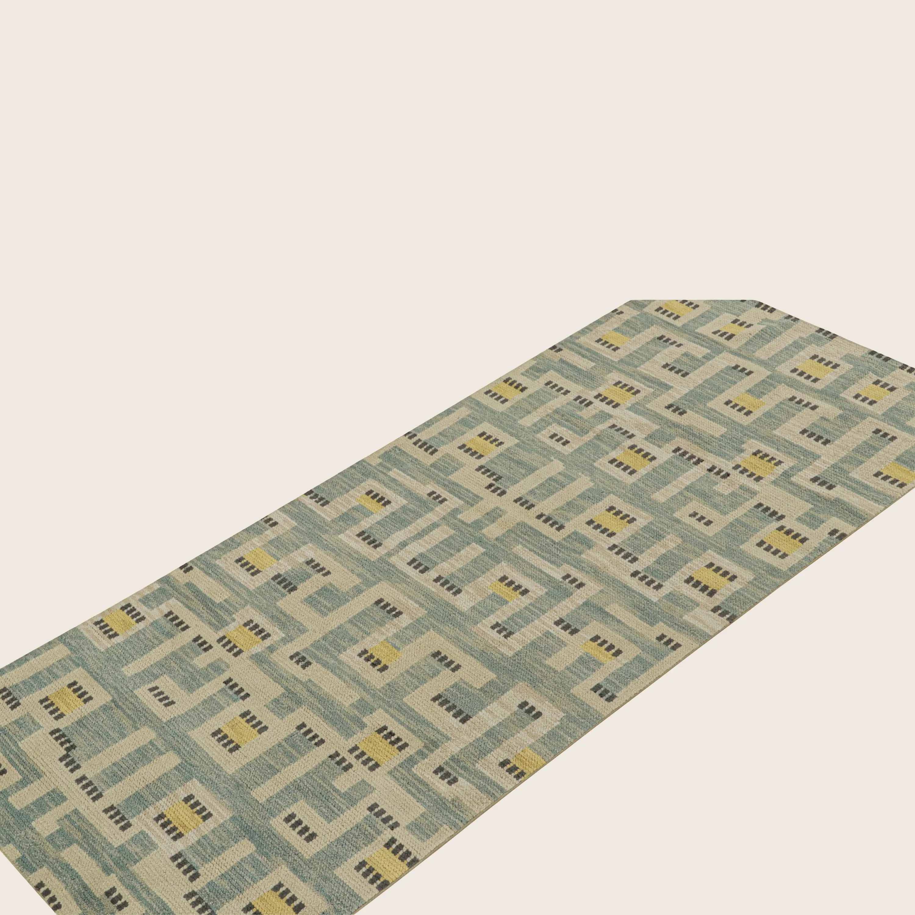 Blue Transitional Swedish Inspired Wool Runner - 4'1" x 9'5" - Image 4
